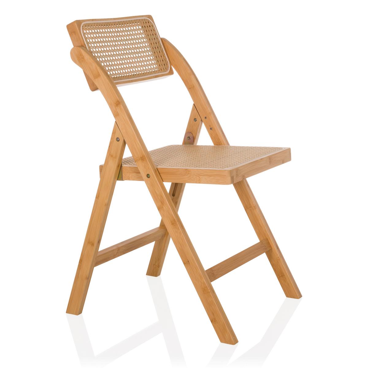 Zložljiv Stol Tudela Bamboo, Rjava - rjava, Moderno, les (45,5/83,5/45cm) - Gardenson