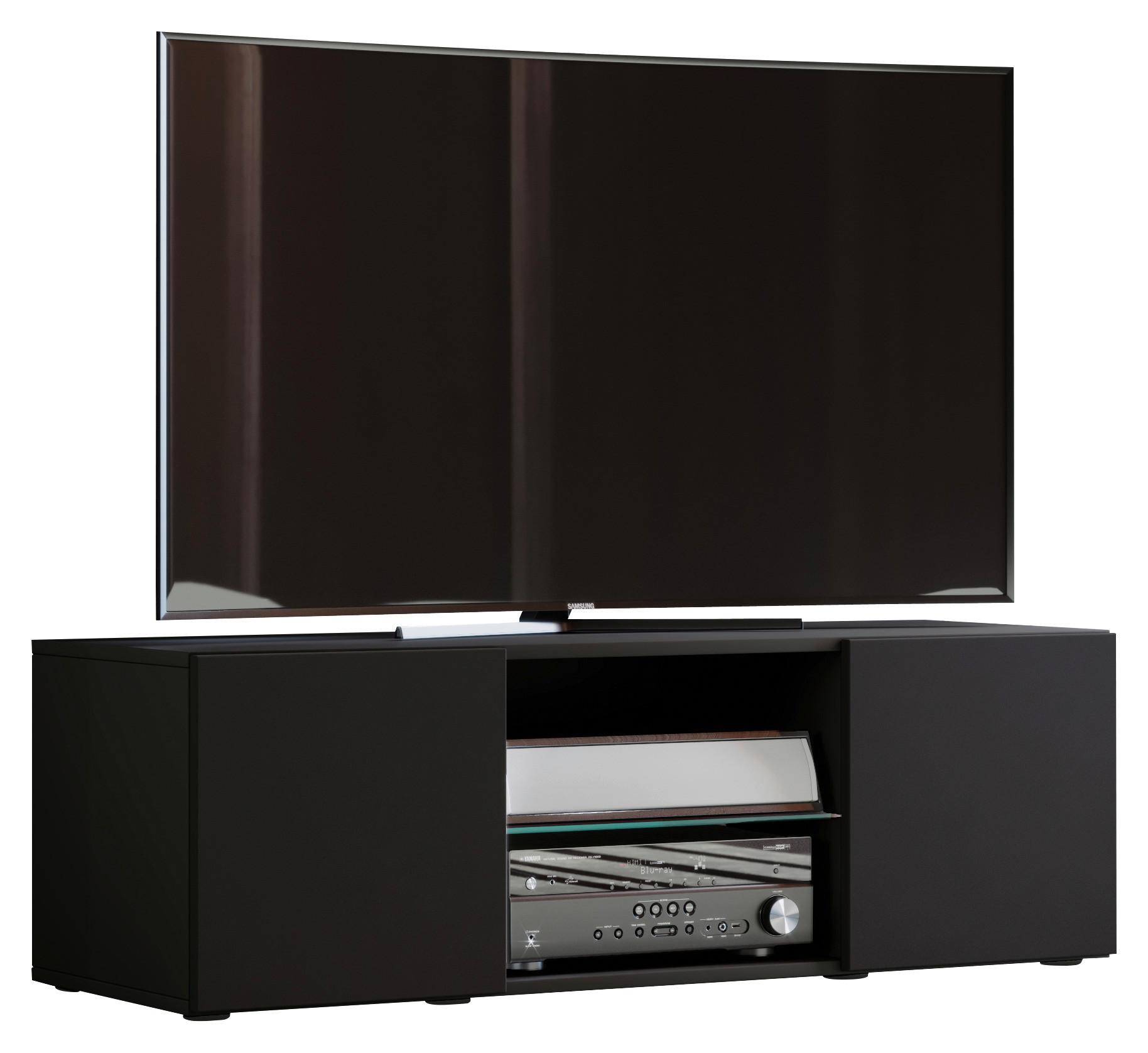 TV-Element Lowina 115 Schwarz - Schwarz, KONVENTIONELL, Glas/Holzwerkstoff (115/40/36cm) - MID.YOU