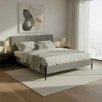 Polsterbett Melisa Grau ca. 180x200 cm - Schwarz/Naturfarben, MODERN, Holz/Textil (180/200cm) - Bessagi Home