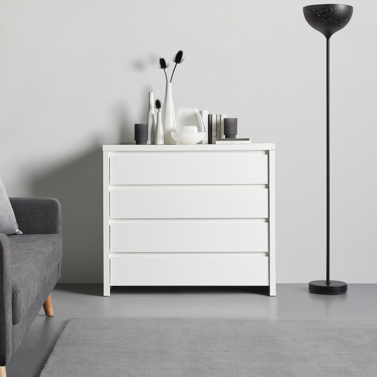 Kommode in Weiß - Schwarz/Weiß, MODERN, Holzwerkstoff/Kunststoff (105/91/40cm) - Mömax