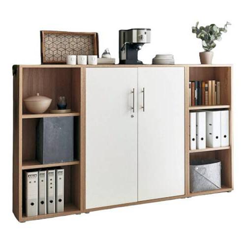 Aktenschrank Office Edition Sw Set 2 niedrig Weiß/Eiche - Weiß/Sonoma Eiche, MODERN, Holzwerkstoff (173/114/33cm) - MID.YOU