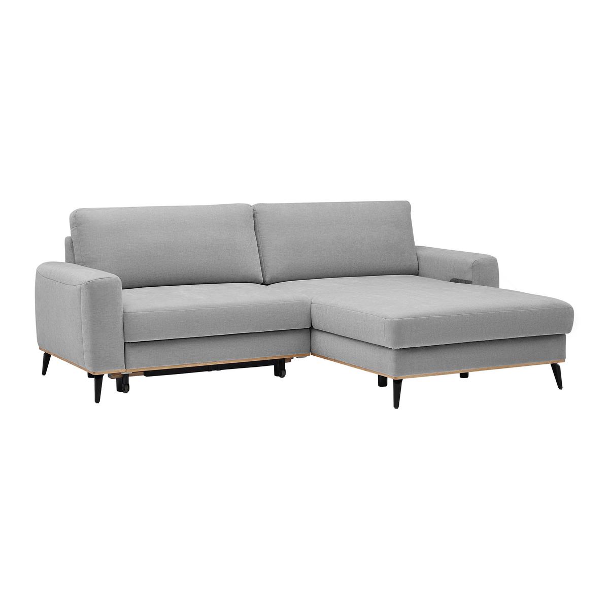 Wohnlandschaft Romeo Grau mit Bettfunktion - Schwarz/Grau, KONVENTIONELL, Holz/Textil (234/87/167cm) - Zandiara