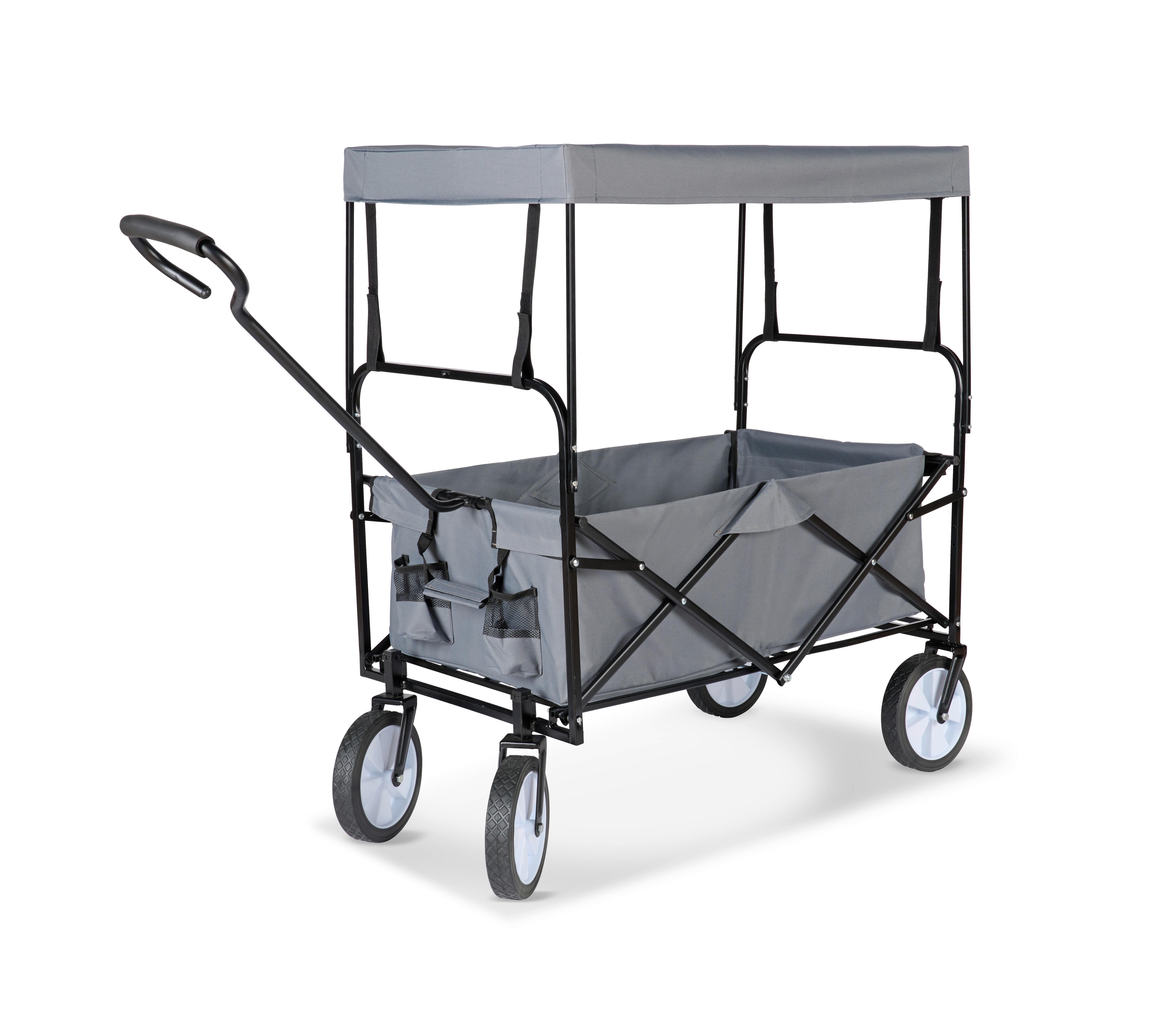 Bollerwagen Peter Schwarz/Grau 7-teilig - Schwarz/Grau, KONVENTIONELL, Kunststoff/Textil (117/55/120cm) - Mömax