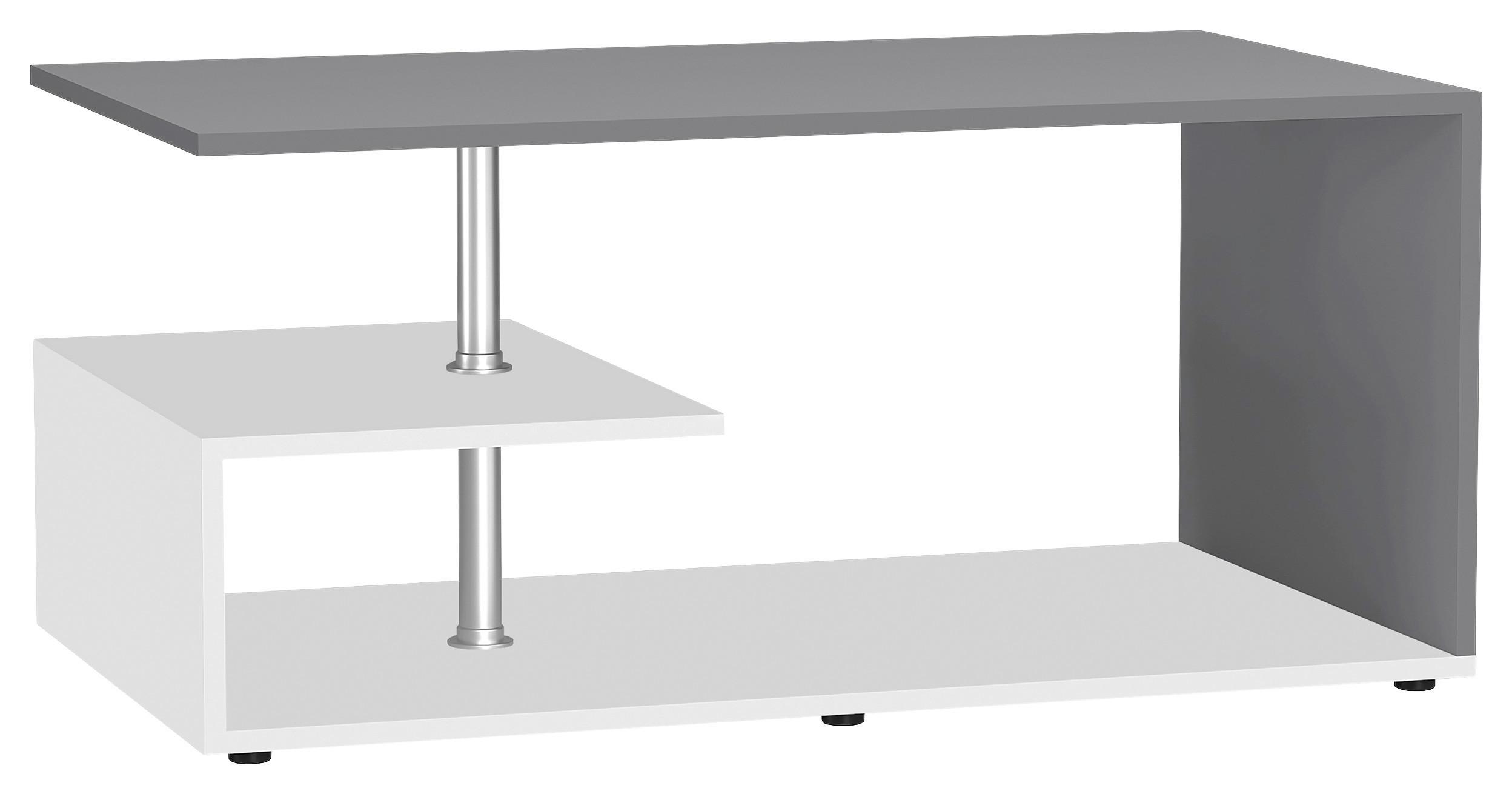 Couchtisch Maliso M - Weiss/Anthrazit, Design, Holzwerkstoff/Kunststoff (91/53/42cm) - MID.YOU