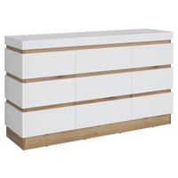 Comodă cu uși CALABRIA - alb/culoare lemn stejar, Trend, material pe bază de lemn (160,8/92,5/45cm) - Modern Living