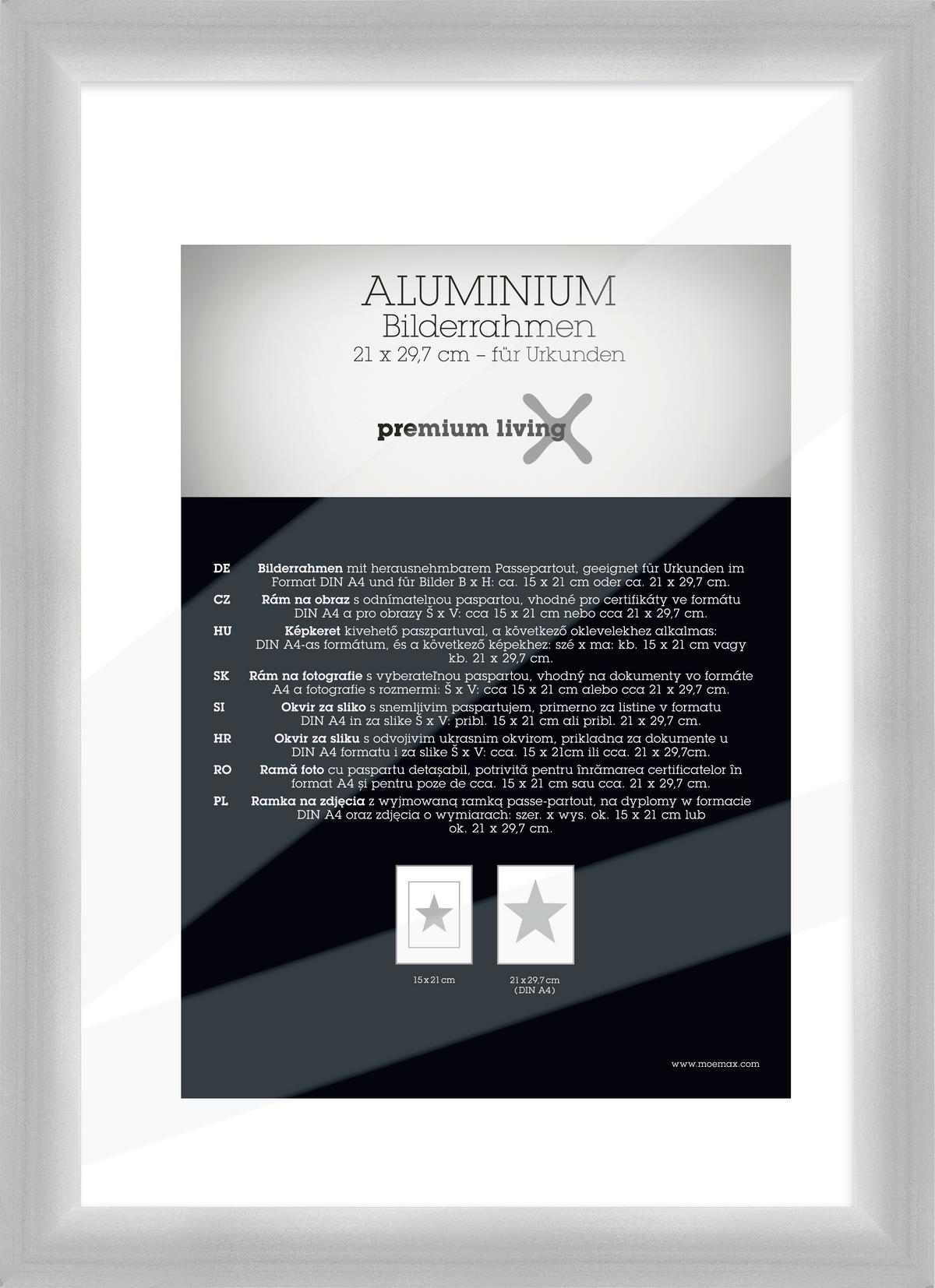 Rame foto Aluminium - argintiu, Basics, metal (24.1/32.8/2.2cm) - Premium Living