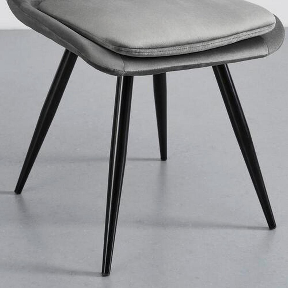 Stuhl Joy Dunkelgrau Samt Gepolstert - Dunkelgrau/Schwarz, MODERN, Holz/Textil (49/82/55cm) - Bessagi Home
