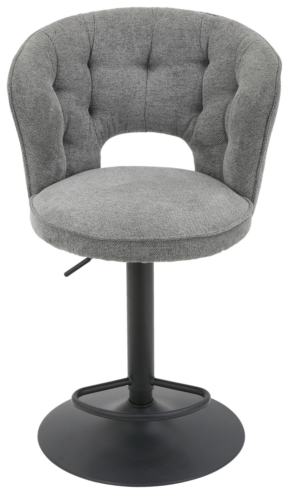 Barhocker Mina Grau - Schwarz/Grau, Modern, Textil/Metall (56/92-114/53cm) - Mömax