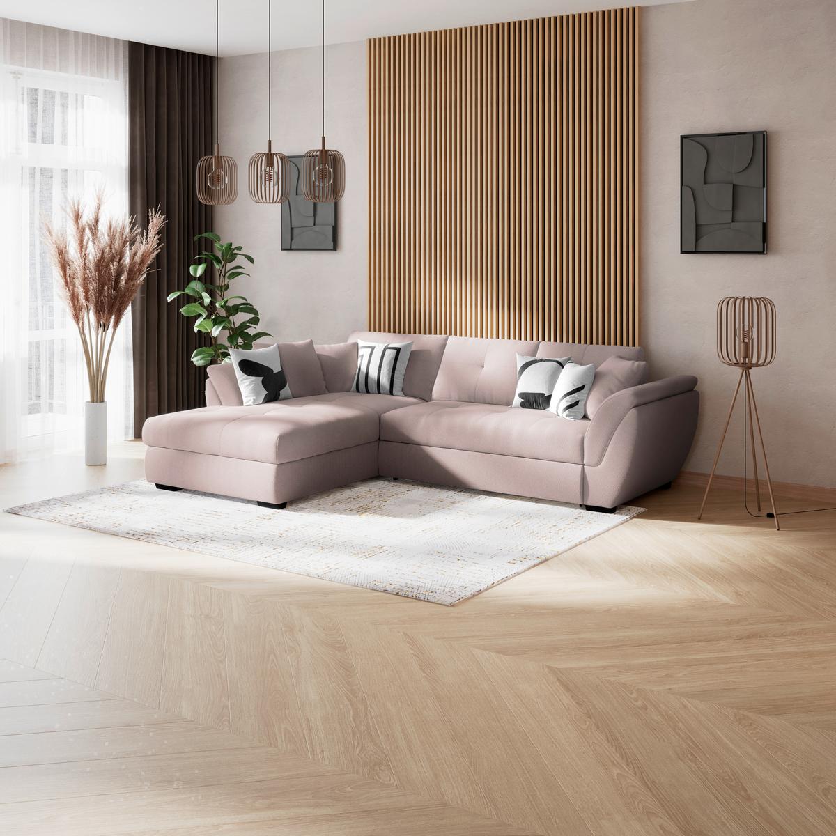 Kutna Garnitura Berisso - crna/sivo-bež, Konvencionalno, tekstil/plastika (187/278cm) - Ondega