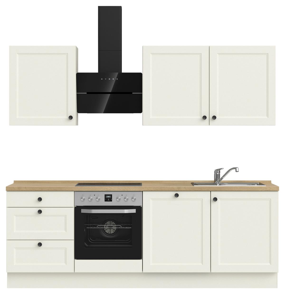 Küchenblock Cascada High m. Geräten Weiß - Eichefarben/Schwarz, MODERN, Holzwerkstoff/Metall (240cm) - Nobilia