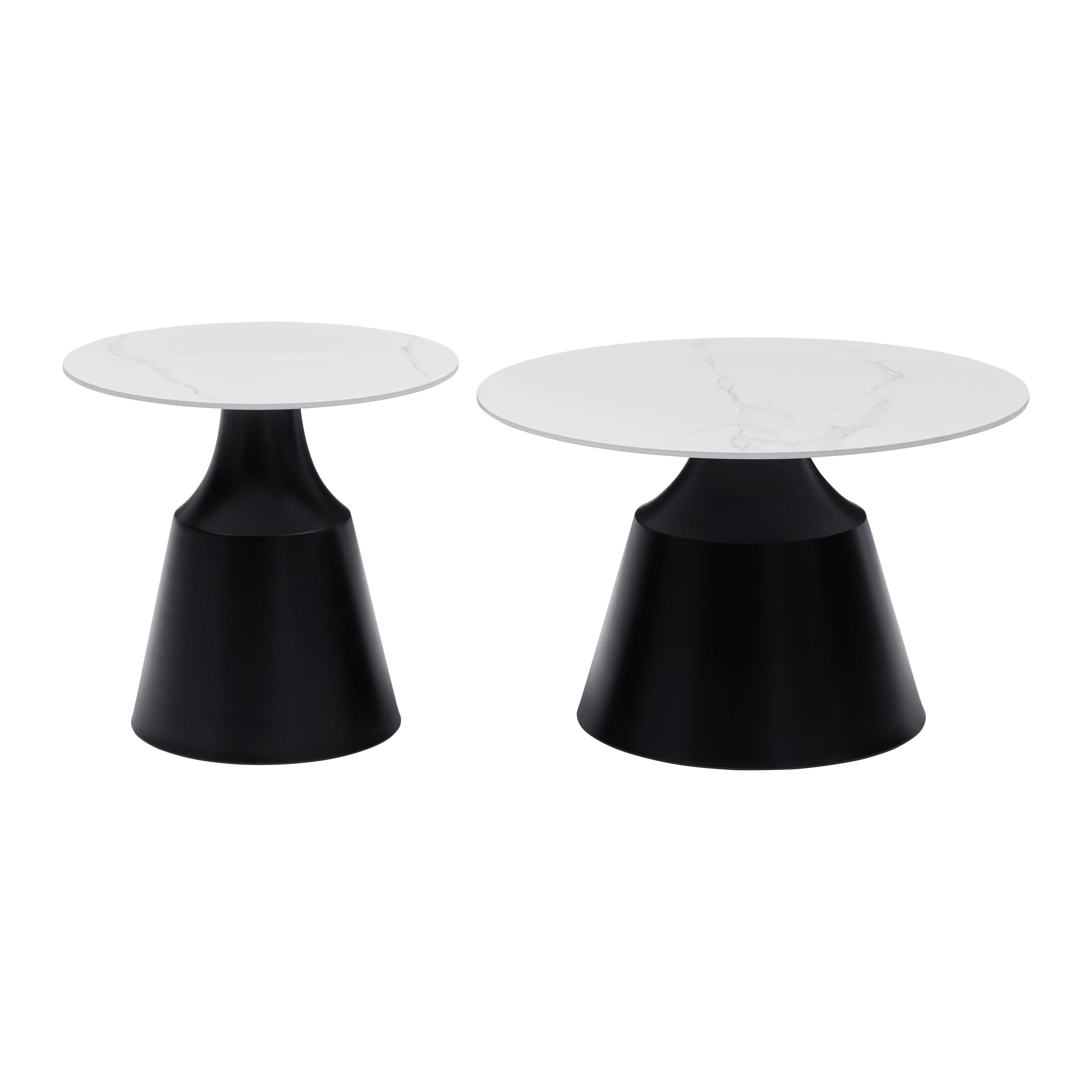 SOFFBORD NOAH - vit/svart, Modern, metall/keramik (70/50/70/50/43/48cm) - Mömax