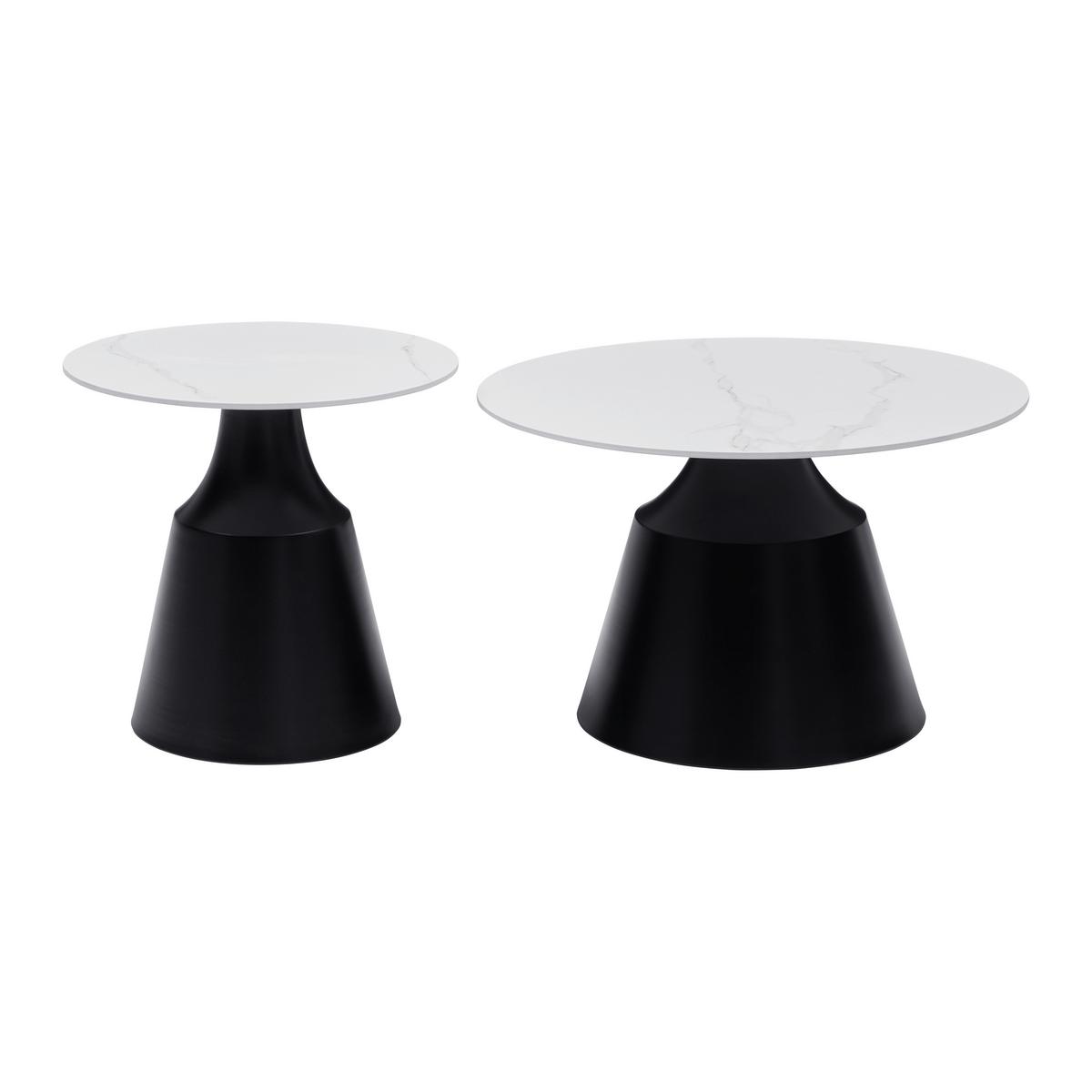 Couchtisch Noah Schwarz/Weiß, 2er Set - Schwarz/Weiß, MODERN, Keramik/Metall (70/50/43/48/70/50cm) - Mömax