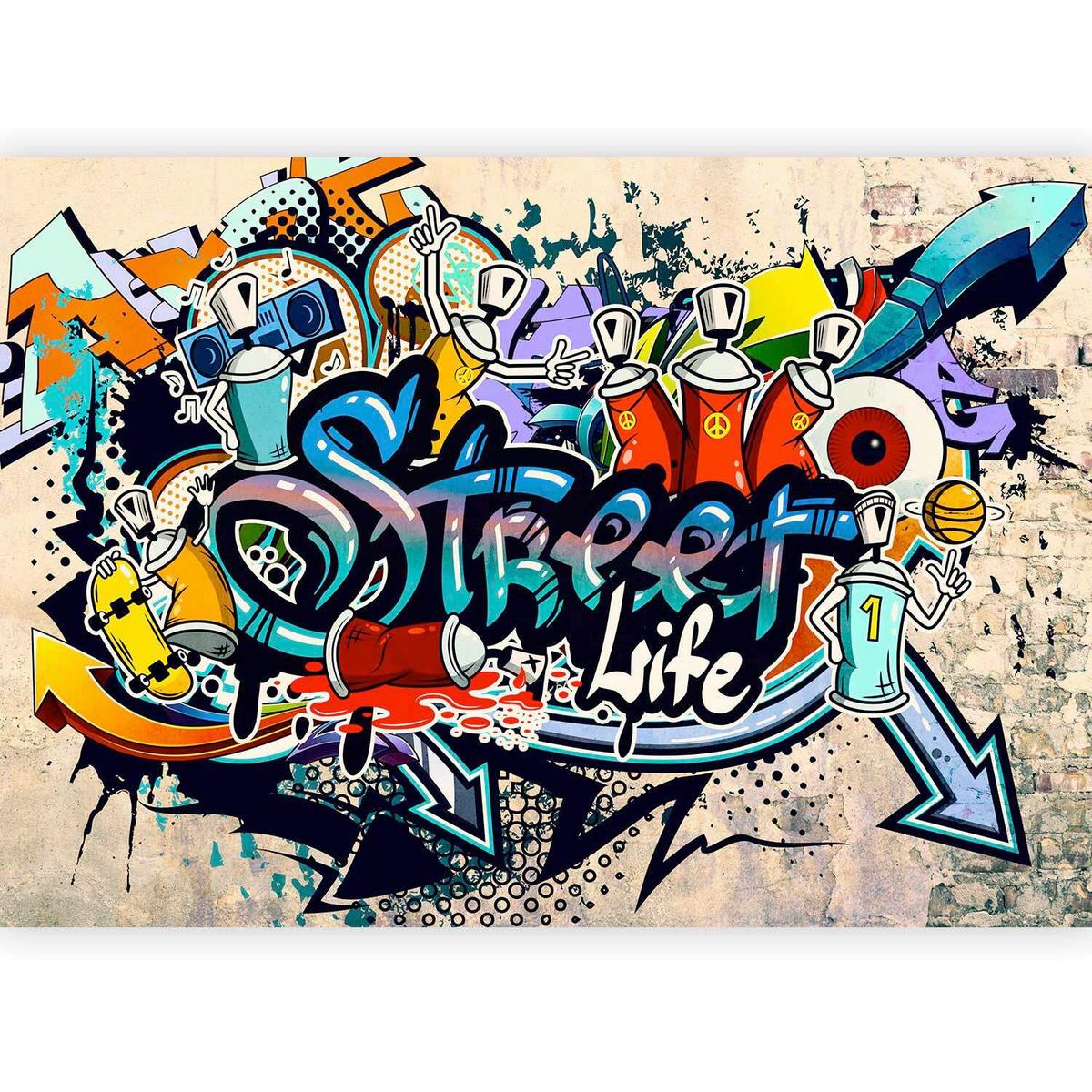 Fototapeta Street Life, 100x70cm - modra/bež, Trendi, tekstil (100/70cm) - artgeist