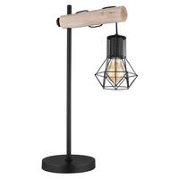 Tischleuchte Priska Schwarz/Natur max. 40 Watt - Schwarz/Naturfarben, Natur, Holz/Kunststoff (33/18/55cm) - Globo