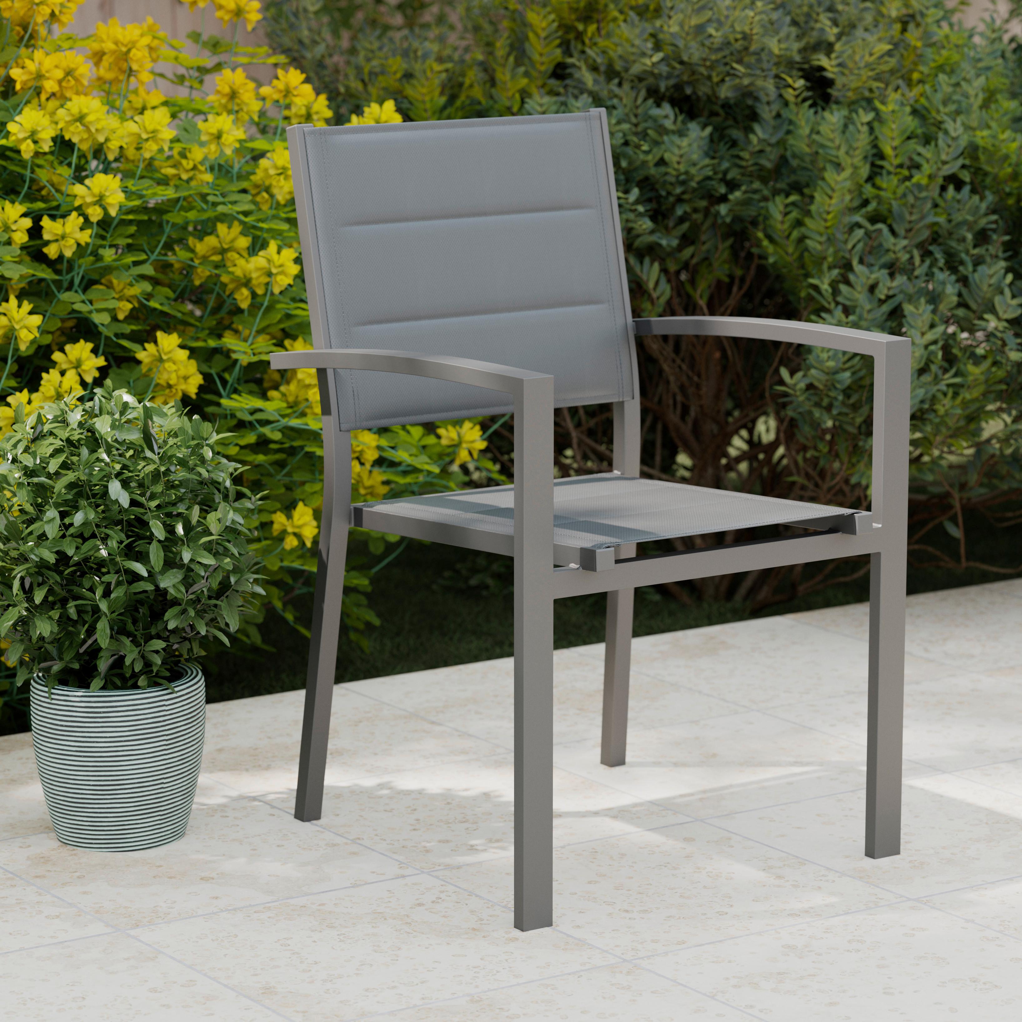 Stapelsessel Orlando 1 Grau Aluminium - Dunkelgrau/Grau, Basics, Textil/Metall (54/86/58cm) - Mömax