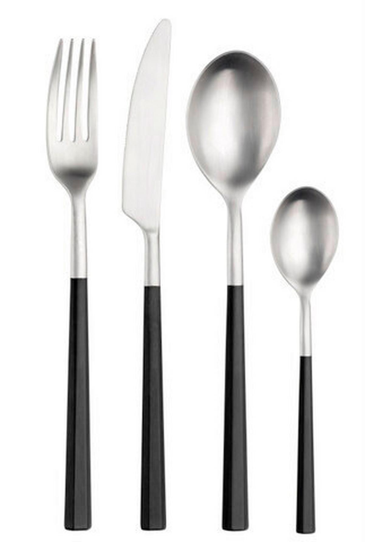 Jedilni Pribor Hive, 16-Delni - barve nerjavečega jekla/črna, Basics, kovina/umetna masa (25,5/7/5,3cm) - Pintinox