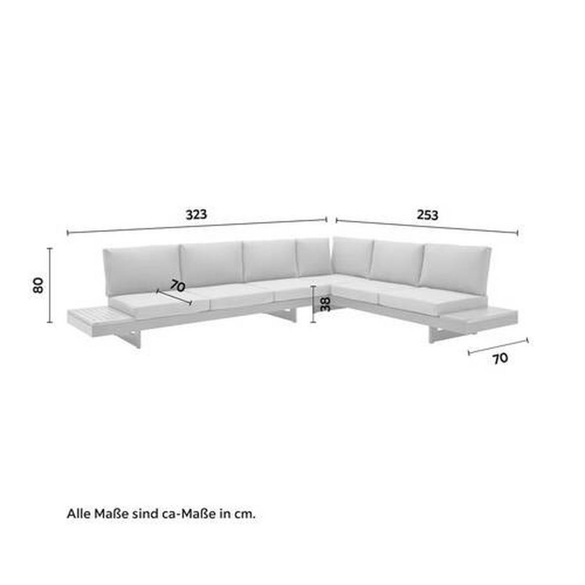 Loungegarnitur Amaia Grau, Outdoorgewebe - Dunkelgrau/Grau, Modern, Holz/Textil (323/80/70cm) - Bessagi Garden