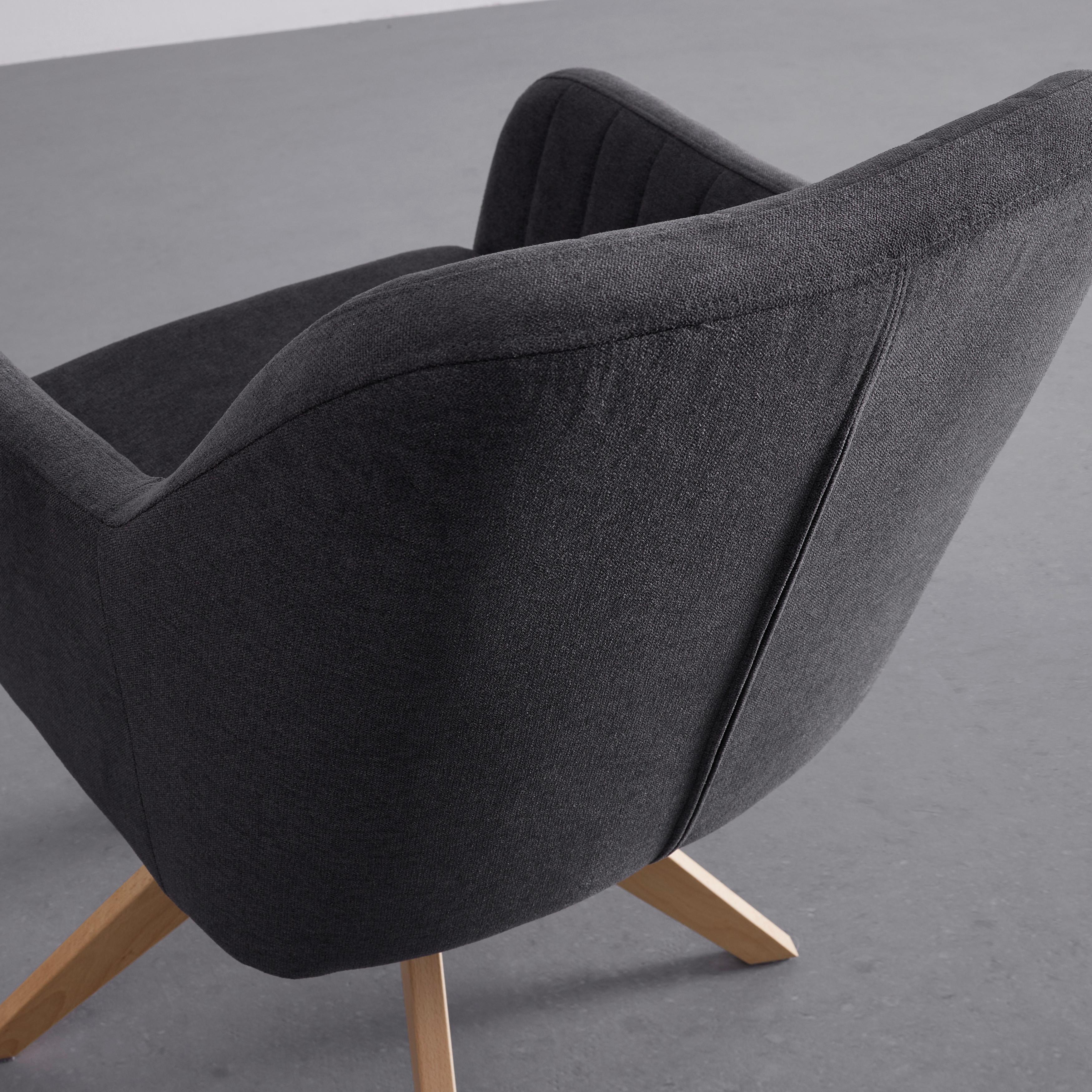 STOL MED ARMSTÖD LUCITA - mörkgrå/naturfärgad, Modern, metall/trä (59/88/60cm) - Bessagi Home