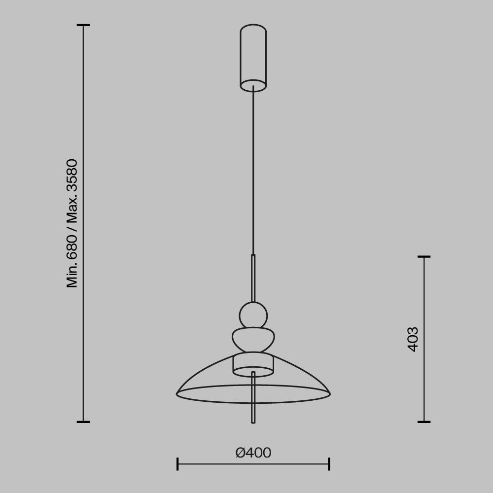 Pendelleuchte Bangkok Grau/Schwarz max. 12 Watt - Schwarz/Grau, MODERN, Glas/Metall (40/68cm) - MAYTONI