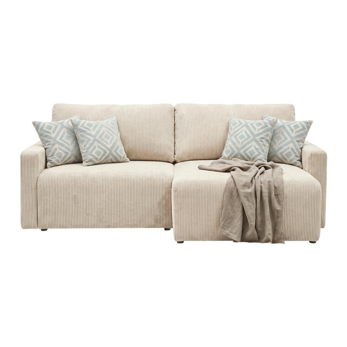 Ecksofa Dave  -Top- -Based- - Creme, Modern, Textil (227/146cm) - Based