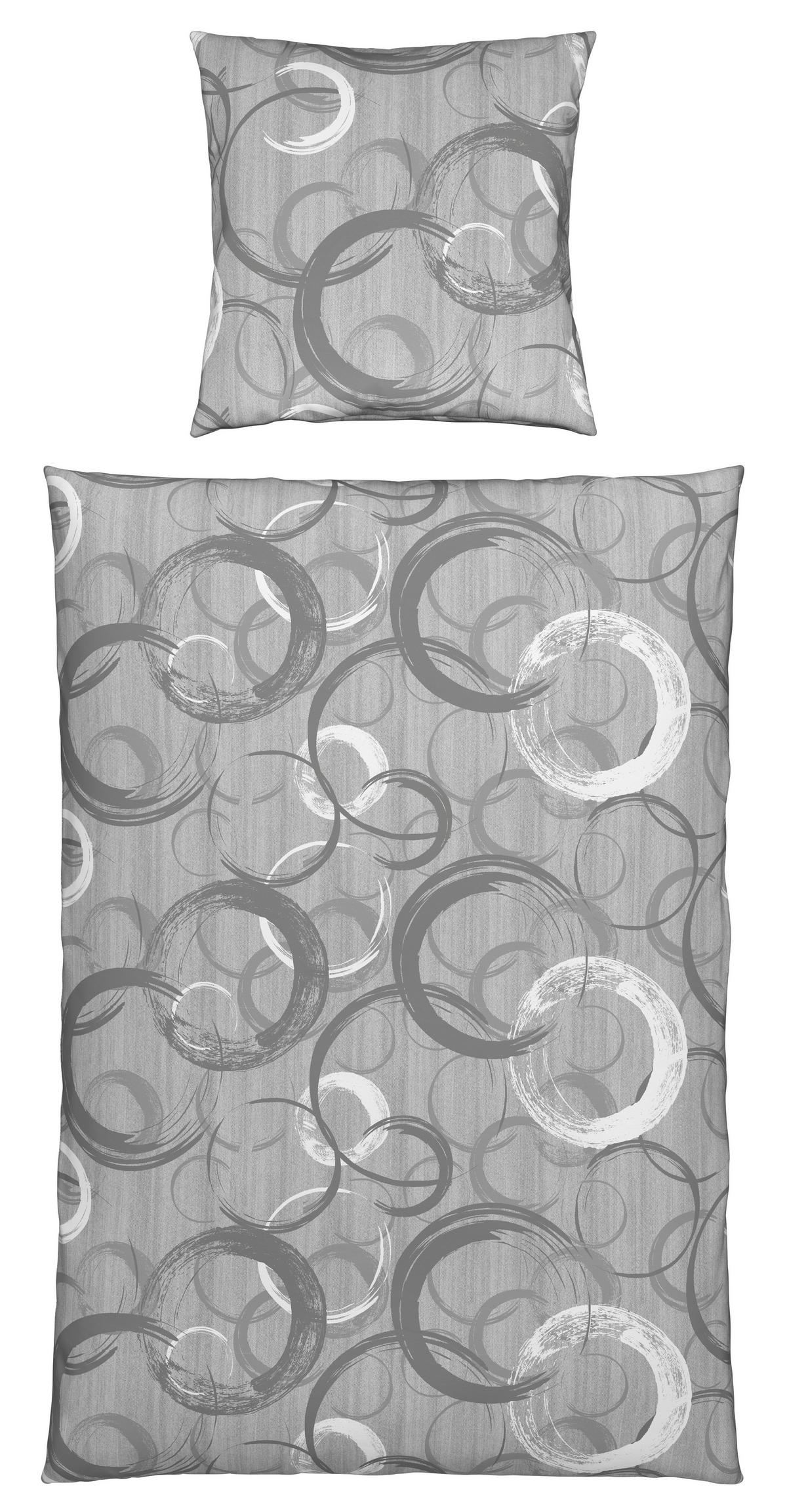 Bettwäsche New Circles Grau ca. 135x200cm - Grau, Textil (135/200cm) - Modern Living