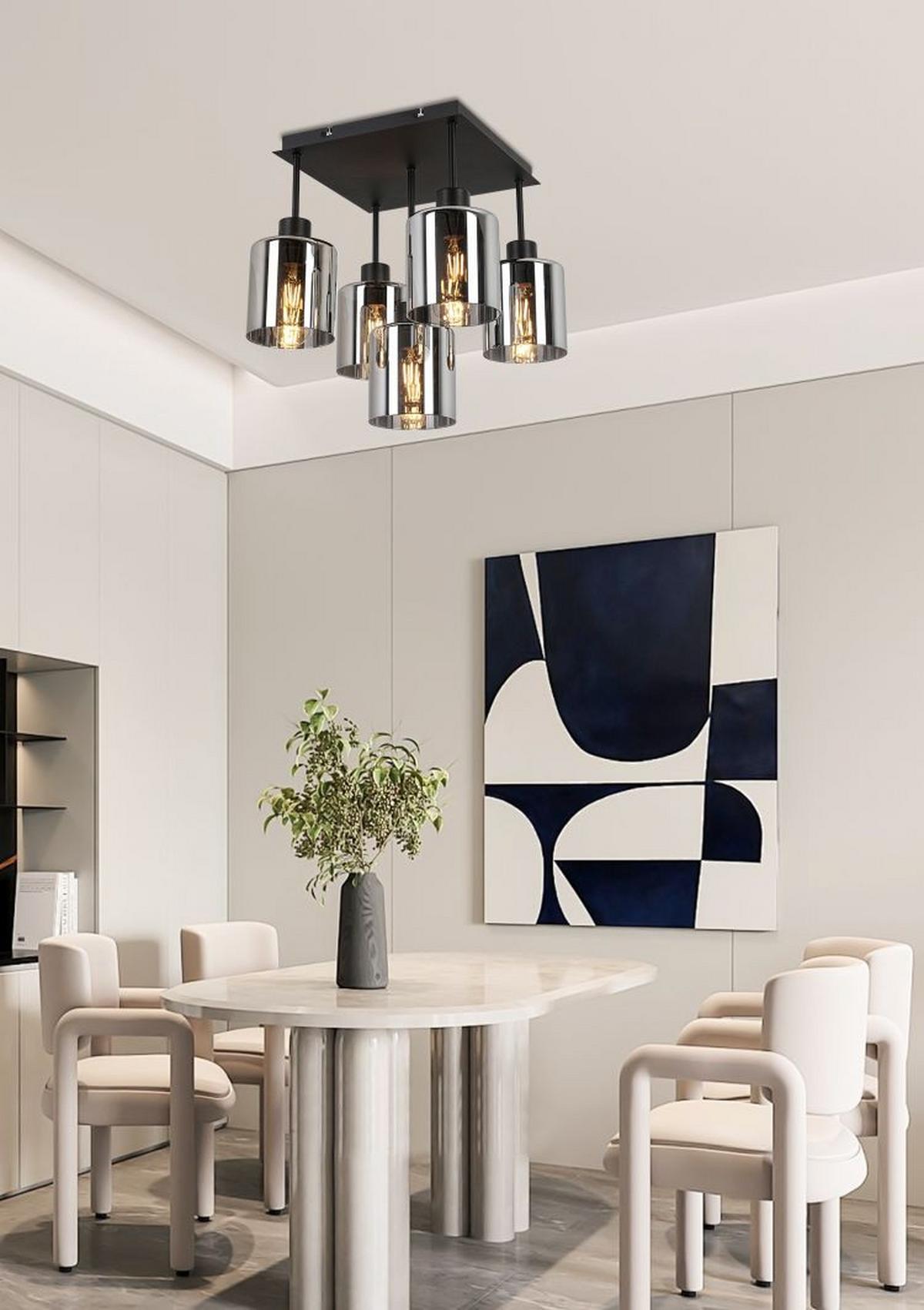 LAMPA SUFITOWA ELIA *SBN* - czarny, Design, metal/szkło (36/36/40cm) - Novel