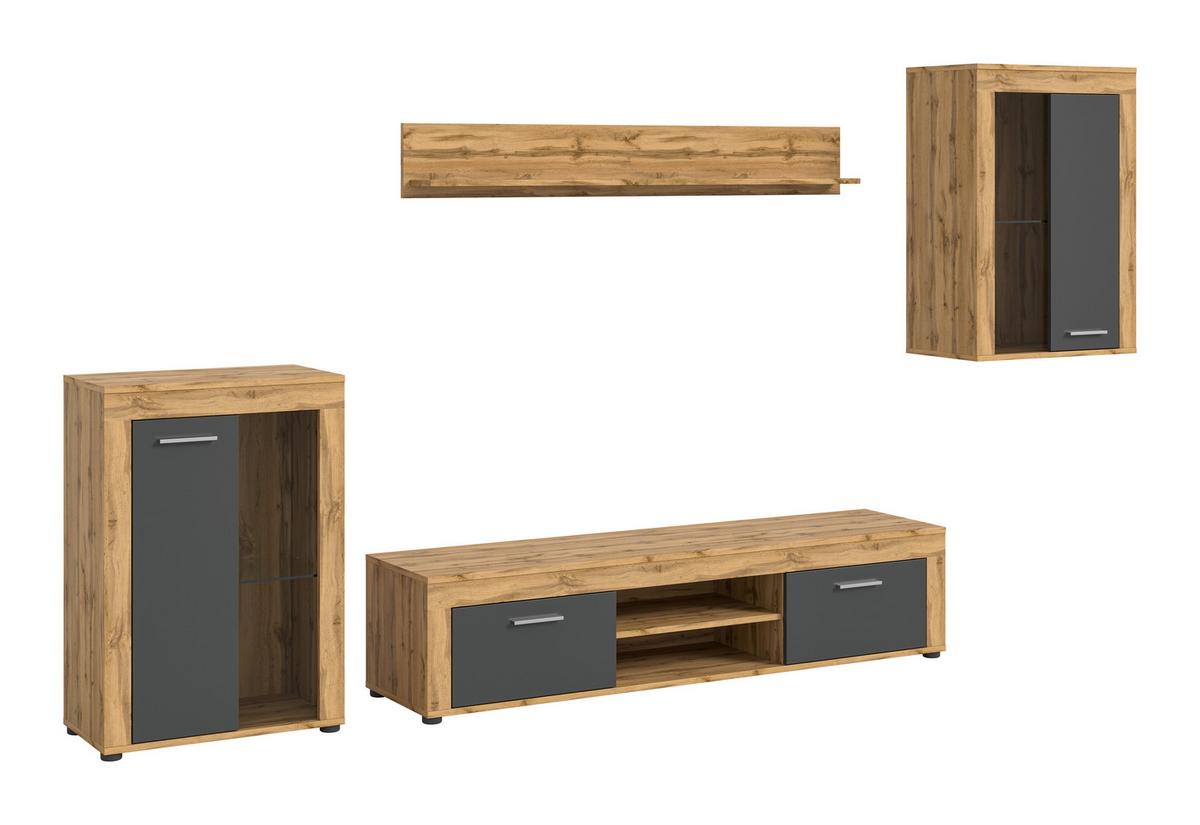ANSAMBLU MOBILIER CAMERA DE Z JAM - stejar Wotan, Design, sticlă/material pe bază de lemn (310/169/35cm) - Modern Living