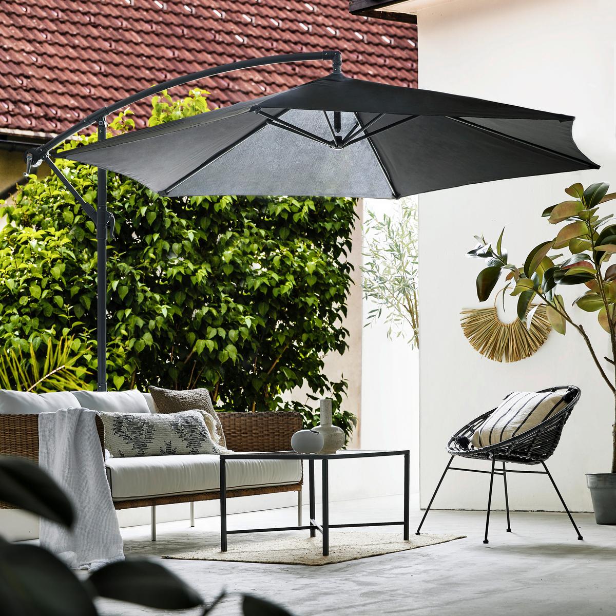 PARASOL NA WYSIĘGNIKU ESTELLE - antracytowy/czarny, Konventionell, metal/tkanina (300/300cm) - Xora