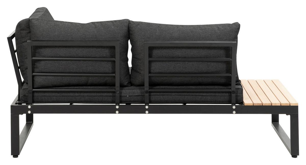 Loungegarnitur 3-tlg Rio Echtholz/Metall mit Kissen - Anthrazit/Braun, MODERN, Holz/Textil (178/68/228,5cm) - Gardenson