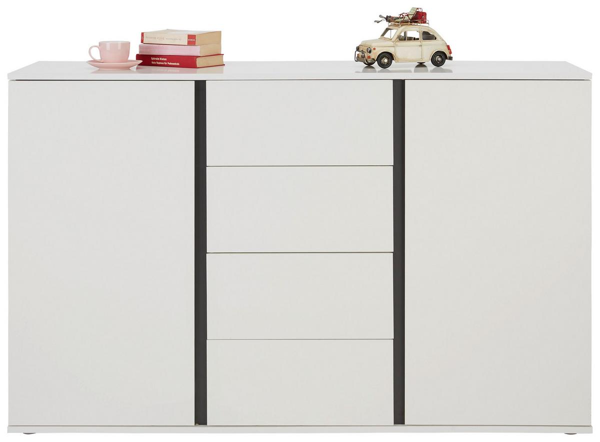 Sideboard Bianco in Weiss - Weiss/Silberfarben, Modern, Holzwerkstoff/Kunststoff (150/95/43cm) - Mömax
