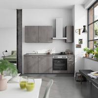Küchenblock Riva Low m. Geräten Schieferfarben - Schieferfarben/Edelstahlfarben, MODERN, Holzwerkstoff/Metall (210cm) - Nobilia