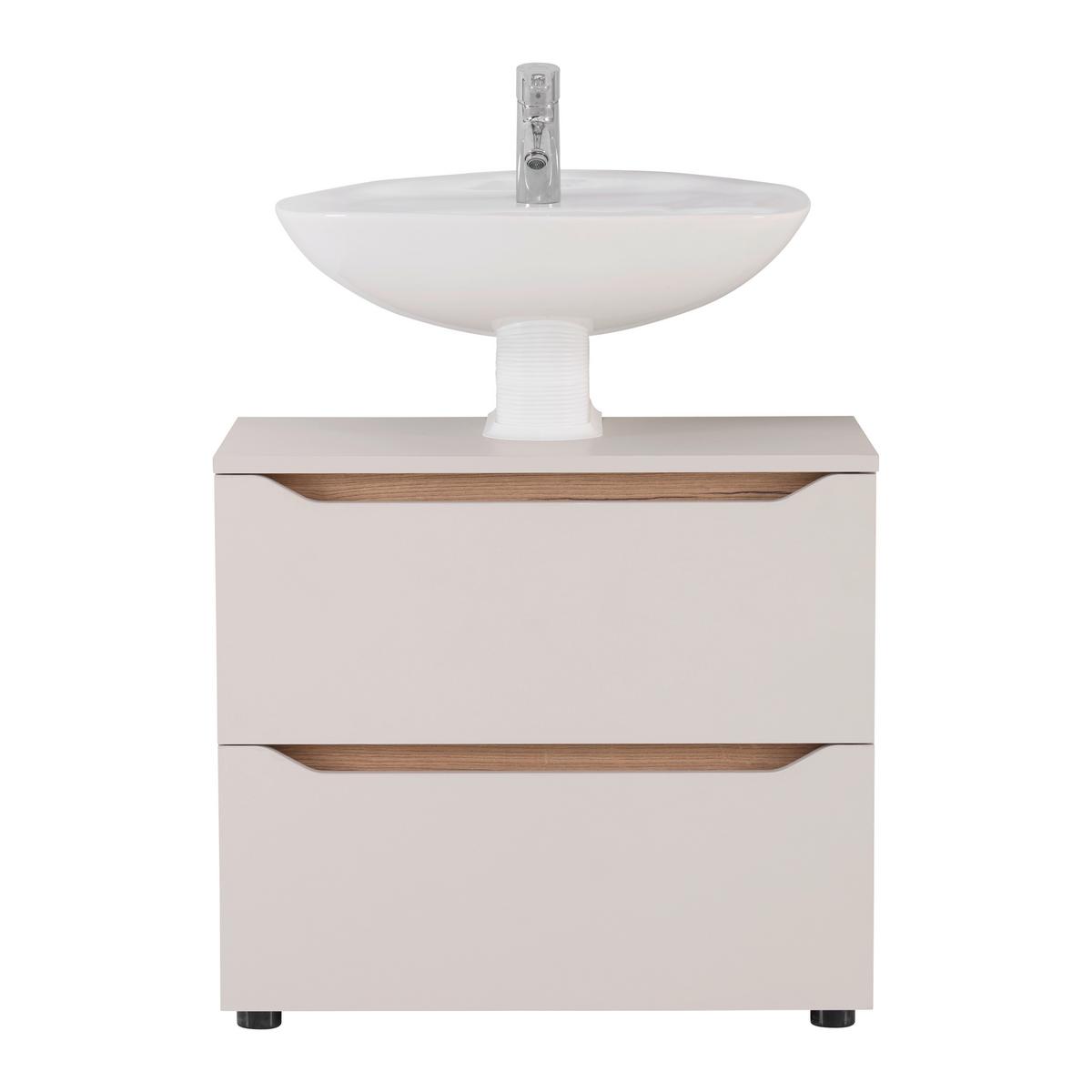 Waschbeckenunterschrank Mallorca Kaschmir/Eiche - Kaschmir/Schwarz, MODERN, Holzwerkstoff (70/60/40cm) - Based