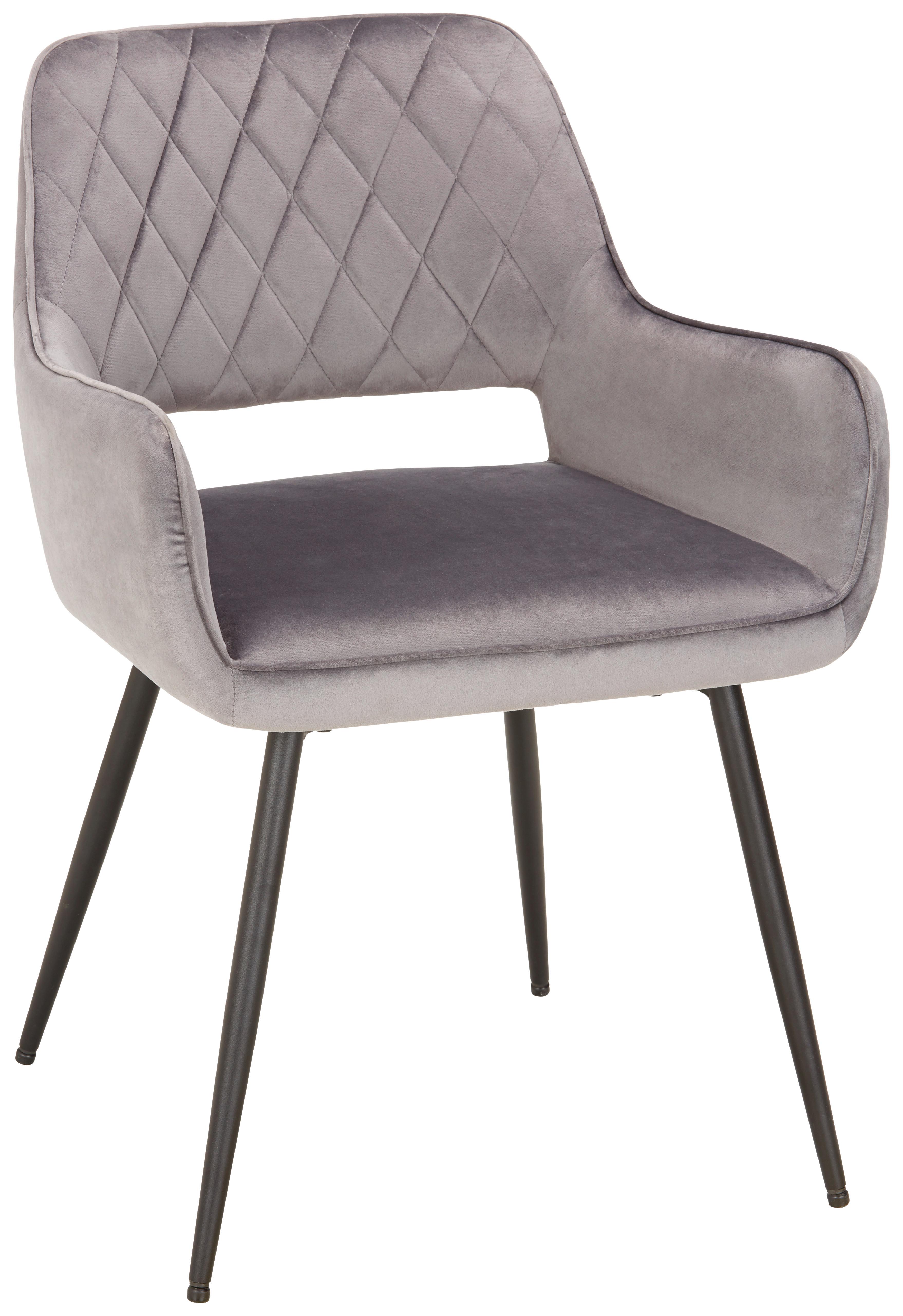 Stuhl Serafina in Grau Samt - Schwarz/Grau, MODERN, Holz/Textil (55/80,5/59,5cm) - Mömax