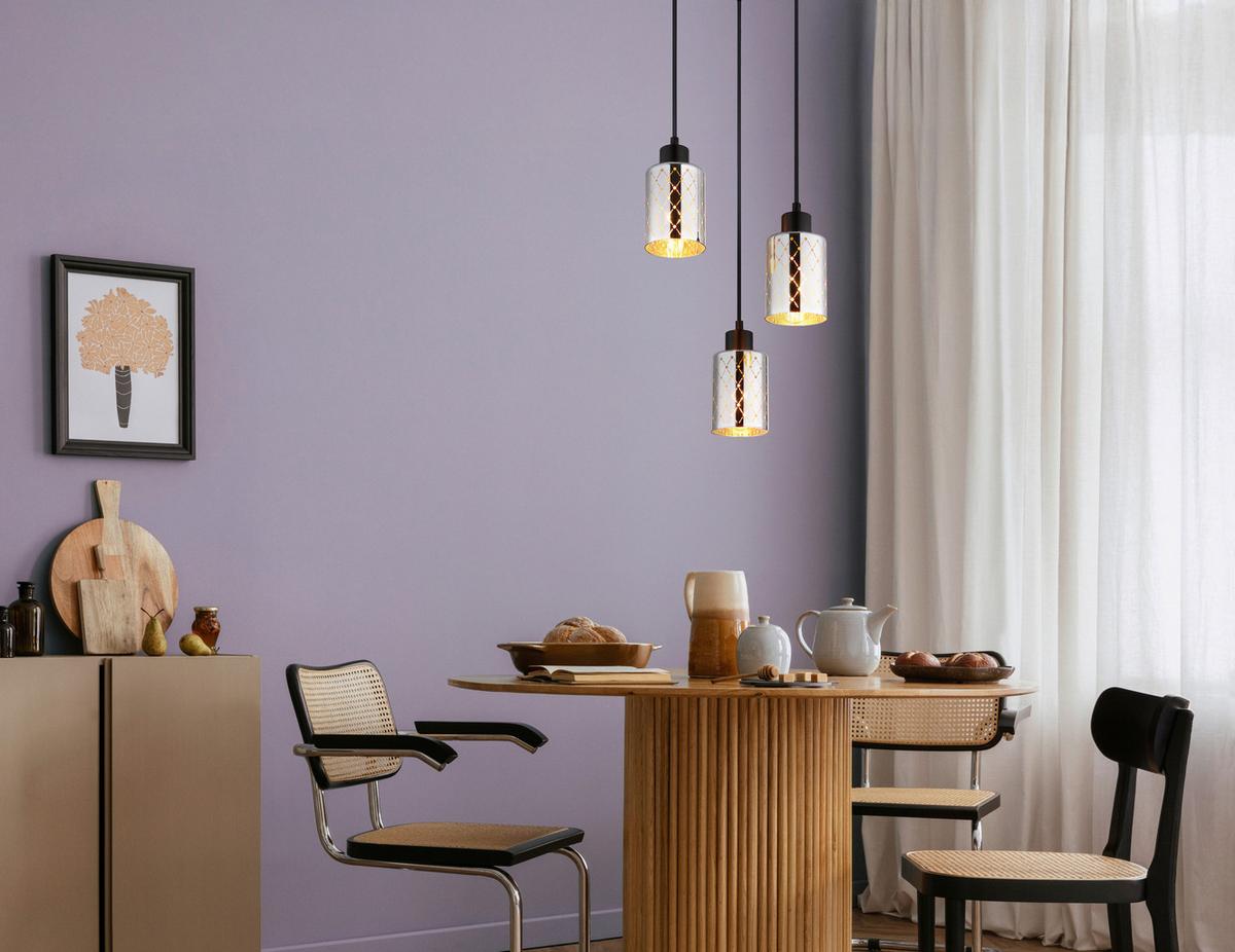 HÄNGELEUCHTE 54316-3HR  ALONSO - Klar/Chromfarben, Basics, Glas/Kunststoff (29/120cm) - Globo