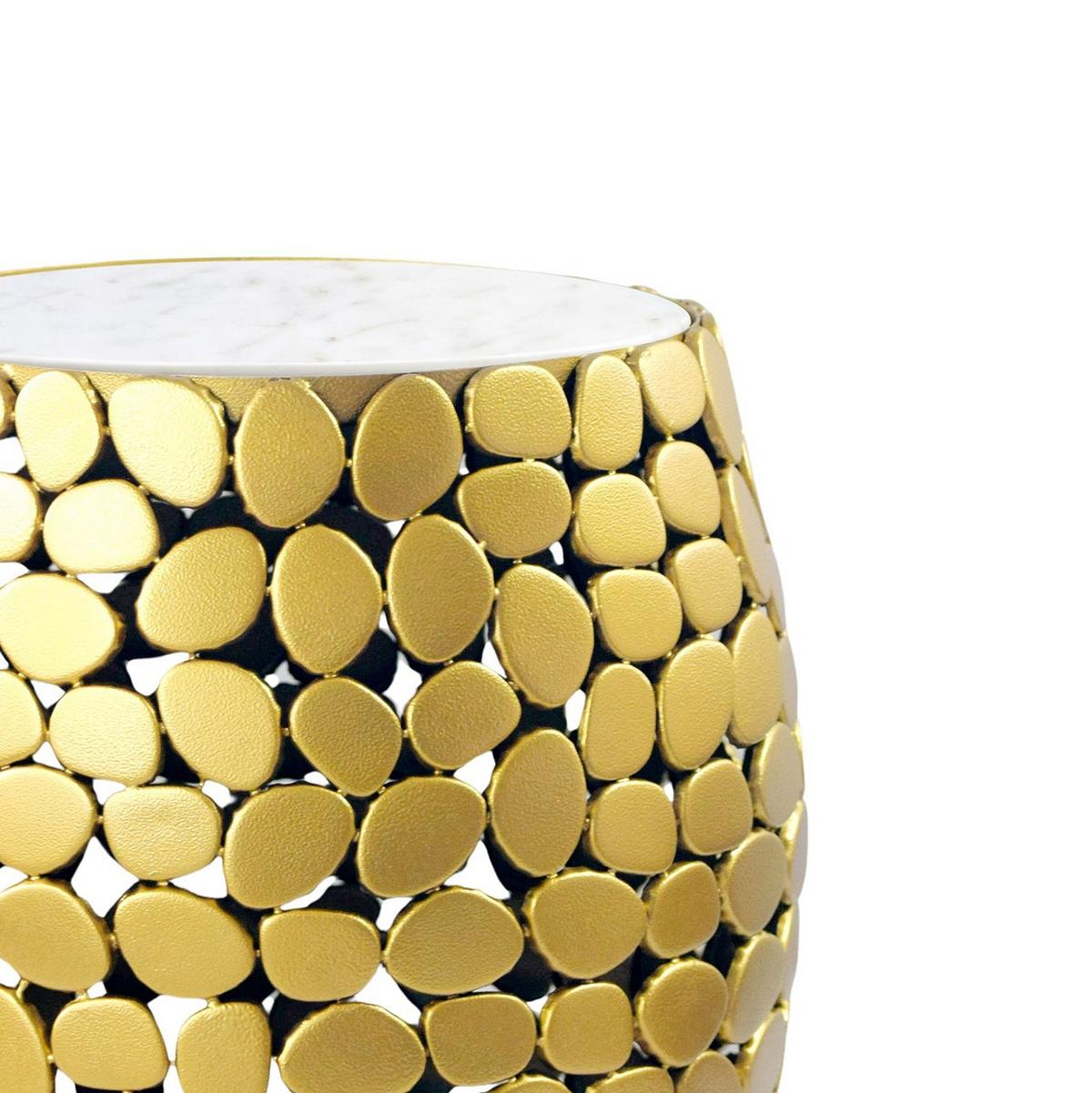 BEISTELLTISCH WL7.360 - Goldfarben, Design, Stein/Metall (40/46/40cm) - Livetastic