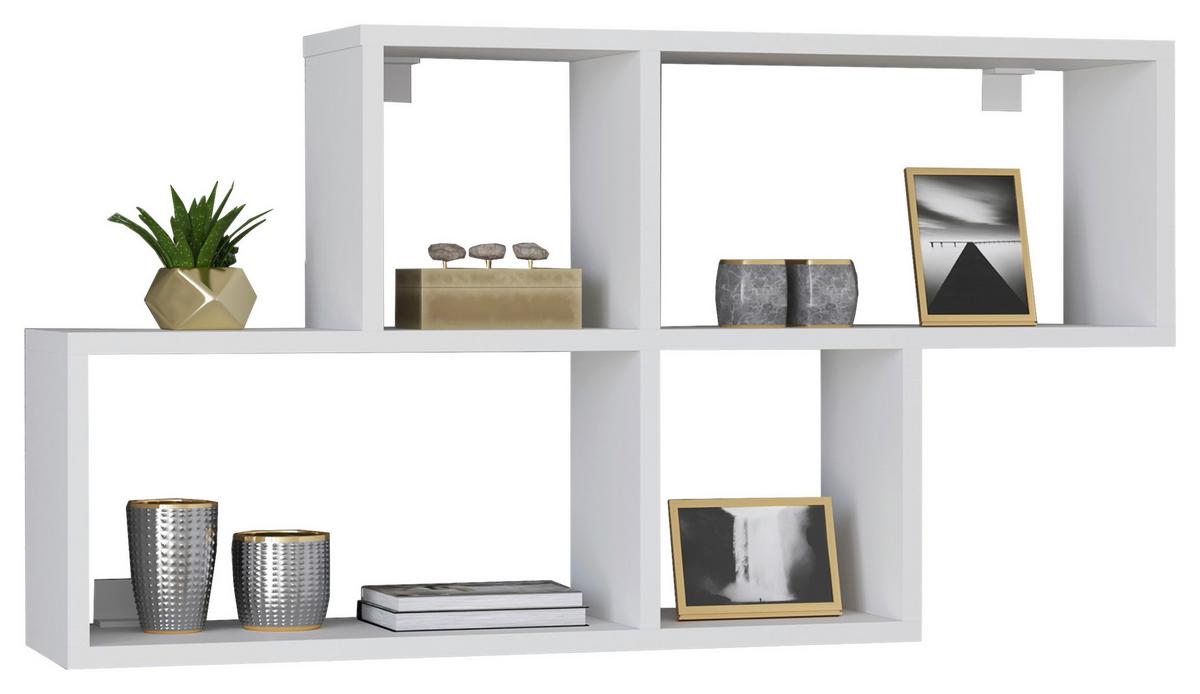Stenski Regal Lusas, Bela - bela, Moderno, leseni material (100/53/20cm) - MID.YOU
