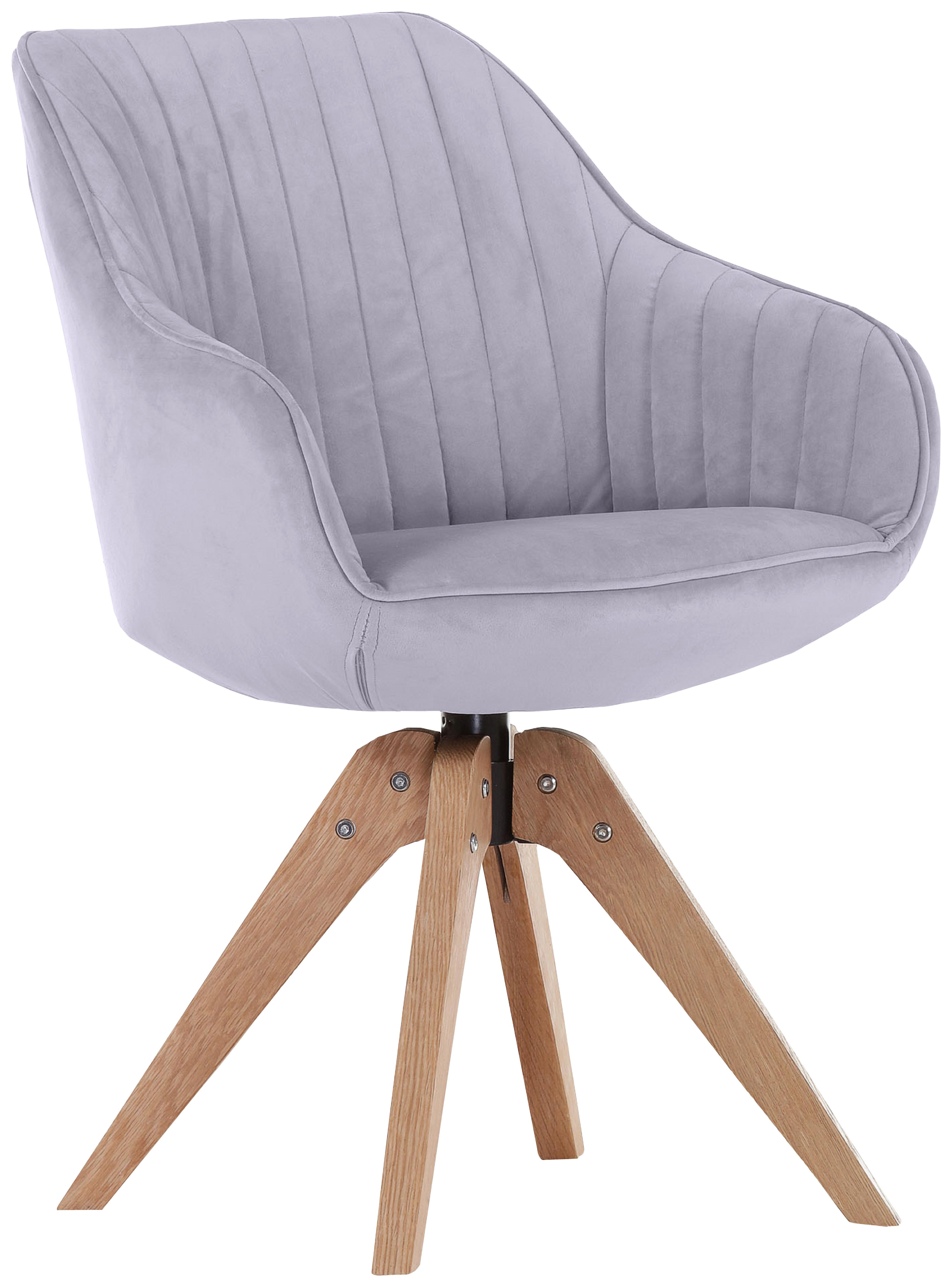 KRZESŁO Z PODŁOKIETNIKAMI CHILL    -HOM IN- - kolor naturalny/jasnoszary, Lifestyle, tkanina/drewno (60/83/65cm) - Hom`in