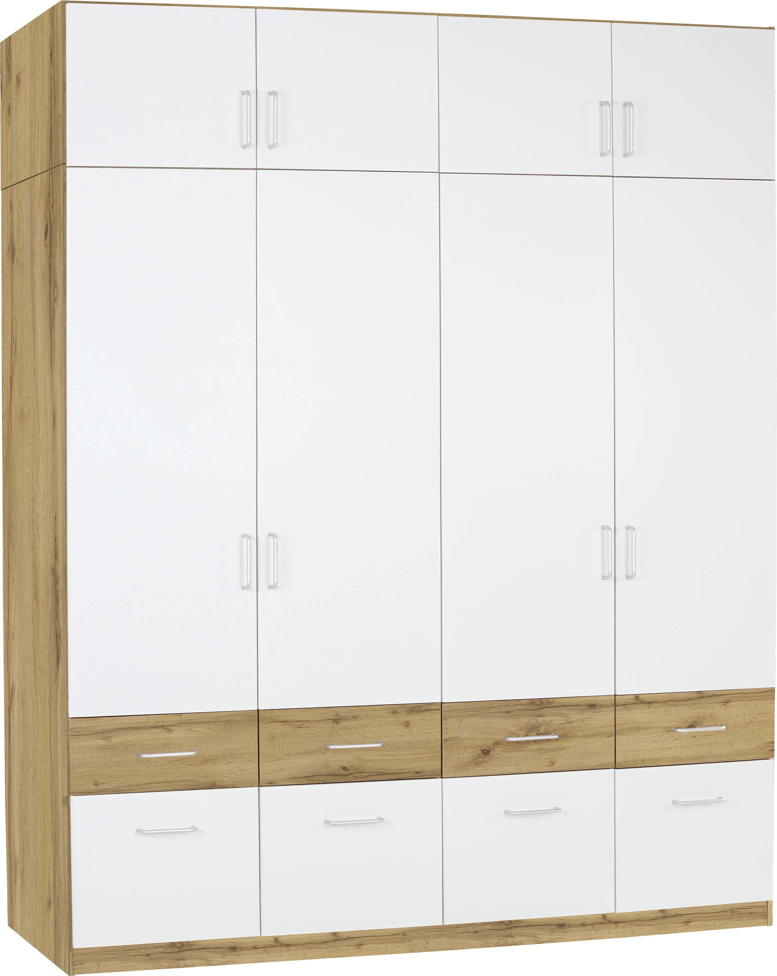Dulap auxiliar superior Aalen Extra - alb/culoare lemn stejar, Konventionell, material pe bază de lemn (181/39/54cm)