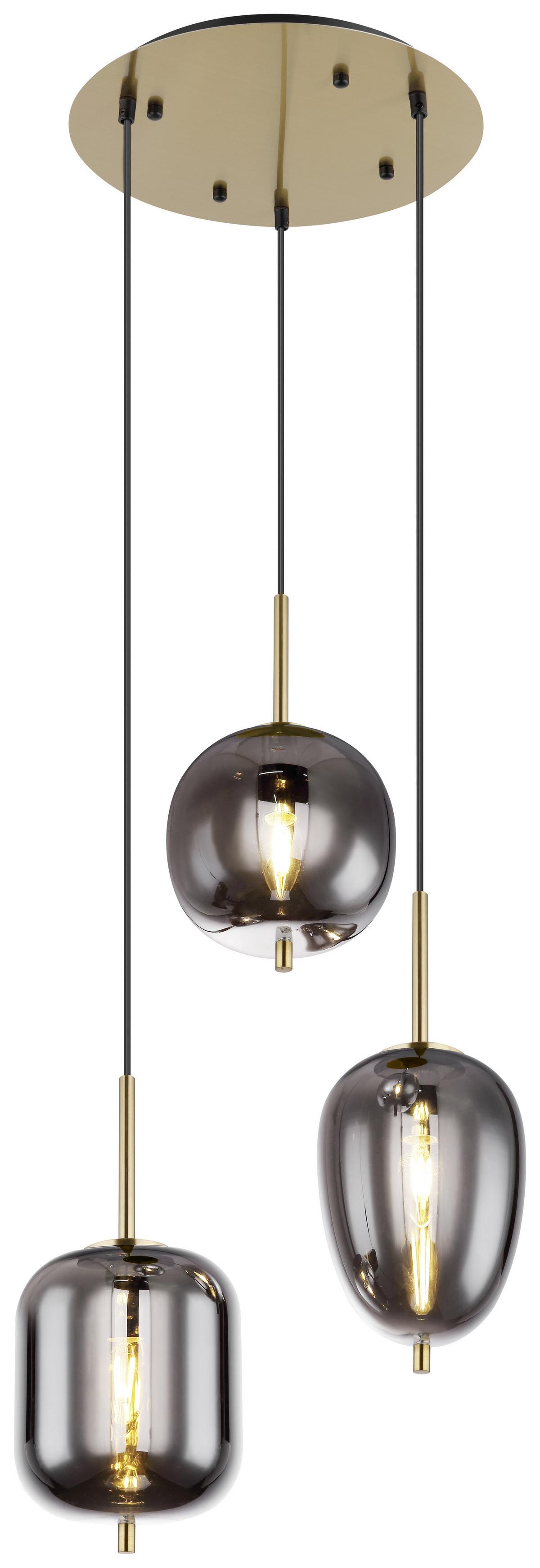 Hängeleuchte Blacky I in Messingfarben max. 40 Watt - Messingfarben, Design, Glas/Metall (46/120cm) - Globo
