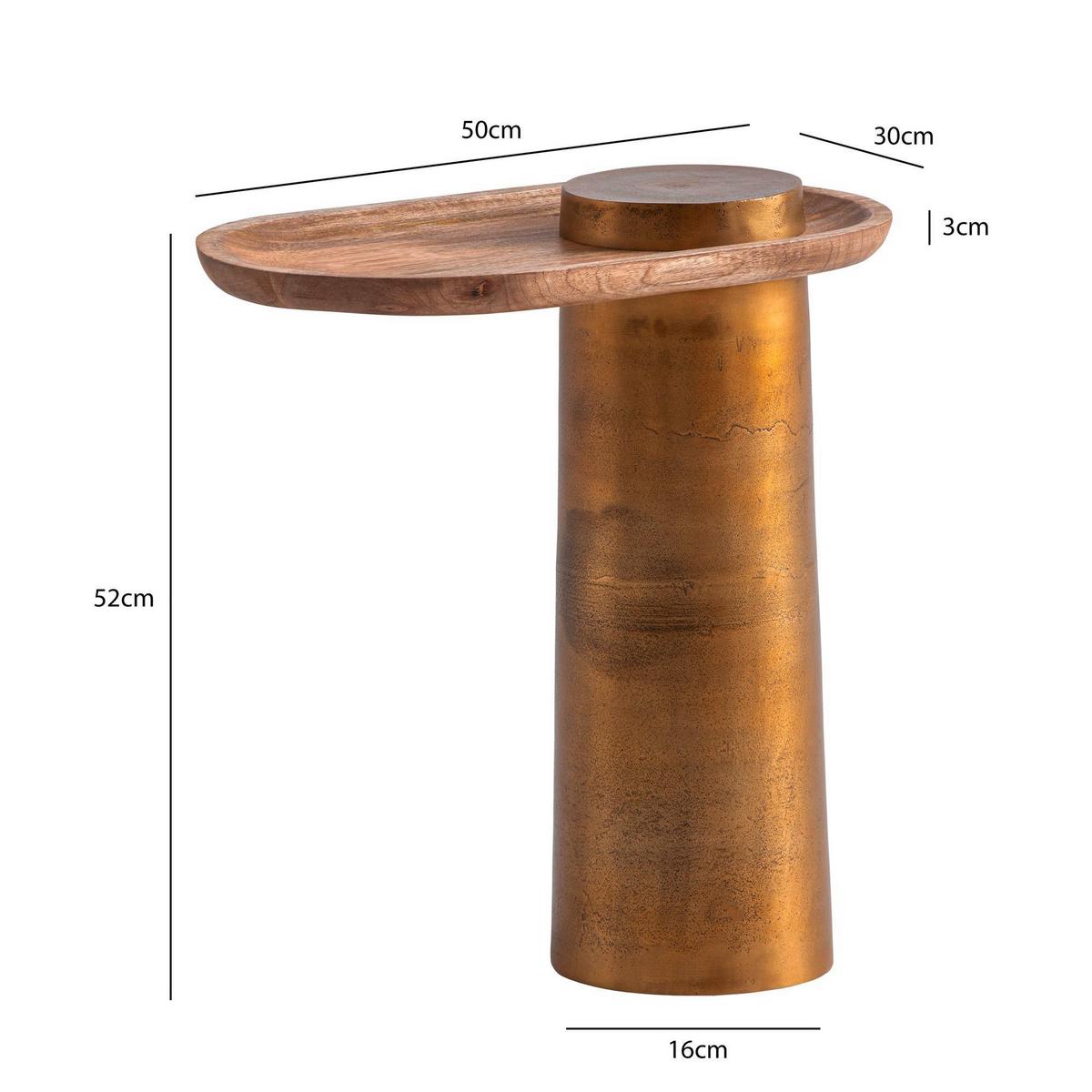 BEISTELLTISCH WL7.215 - Eichefarben/Goldfarben, Design, Holz/Metall (50/30/52cm) - Livetastic