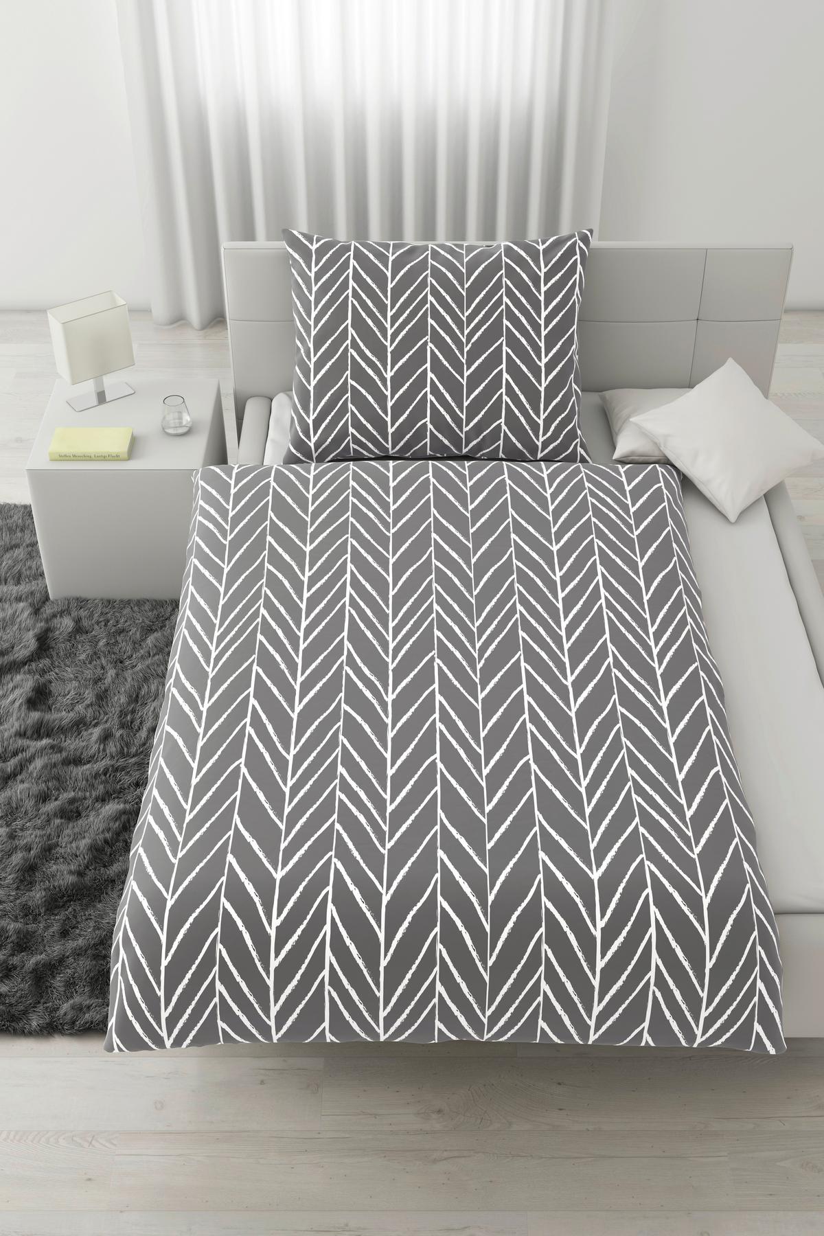 Bettwäsche Marble in Grau ca. 140x200cm - Grau, KONVENTIONELL, Textil (140/200cm) - Modern Living