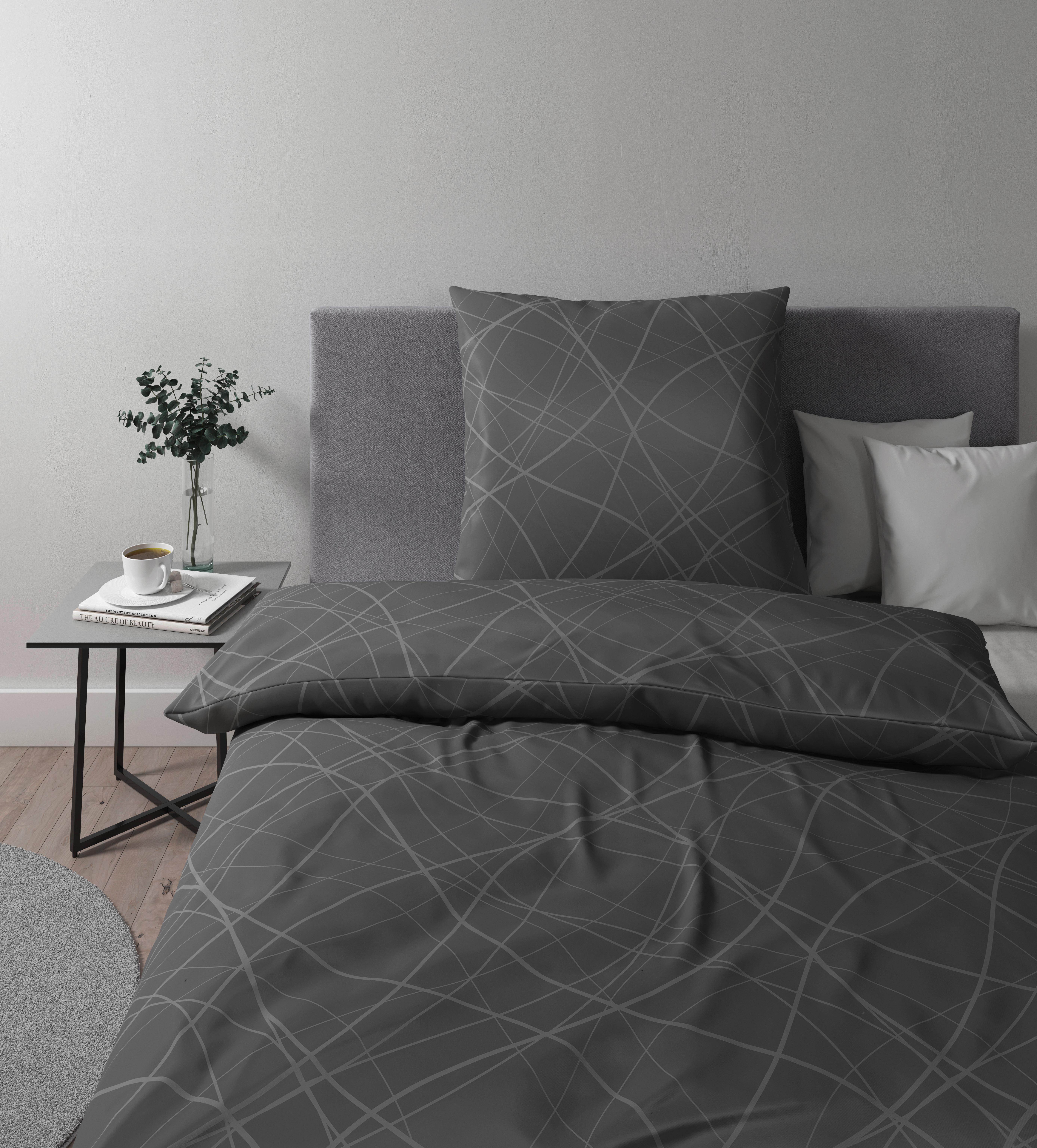 Bettwäsche Alex Design in Schieferfarben ca.135x200cm - Schieferfarben, MODERN, Textil (135/200cm) - Premium Living