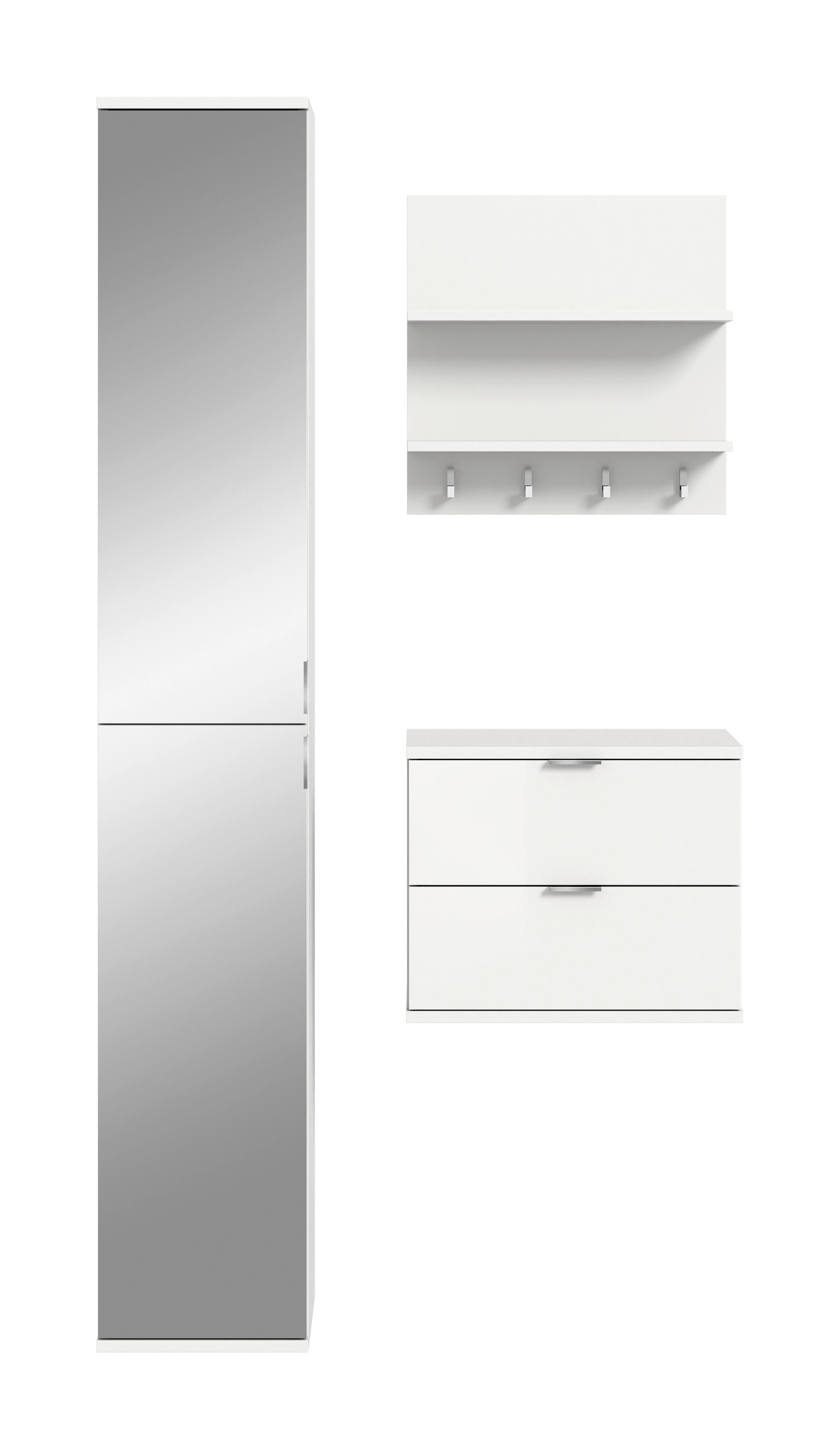GARDEROBE PROJEKT X - Weiss Hochglanz/Weiss, Design, Holzwerkstoff (82/193/34cm) - Livetastic
