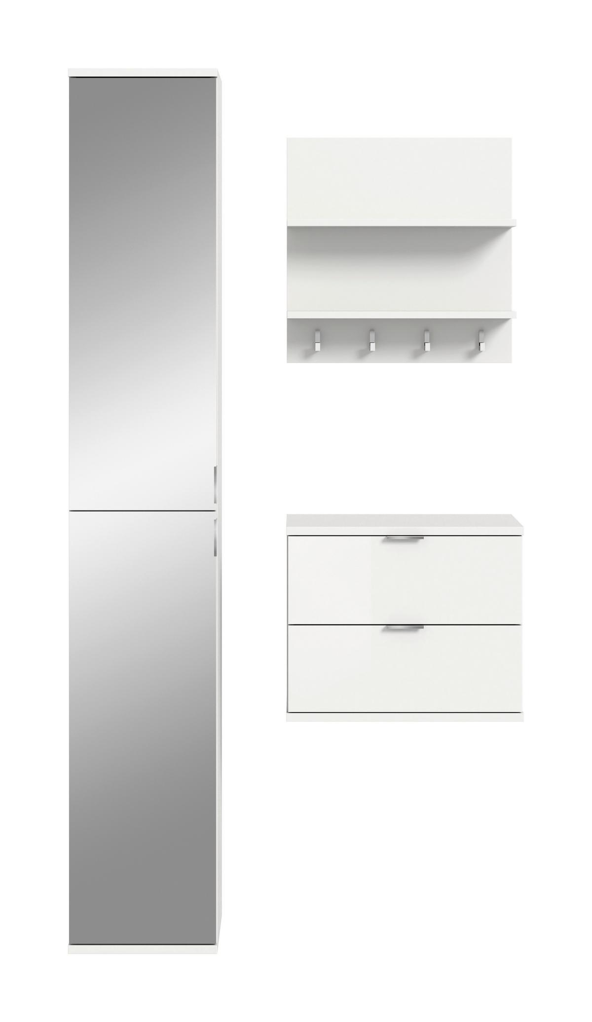 GARDEROBE PROJEKT X - Weiss Hochglanz/Weiss, Design, Holzwerkstoff (82/193/34cm) - Livetastic