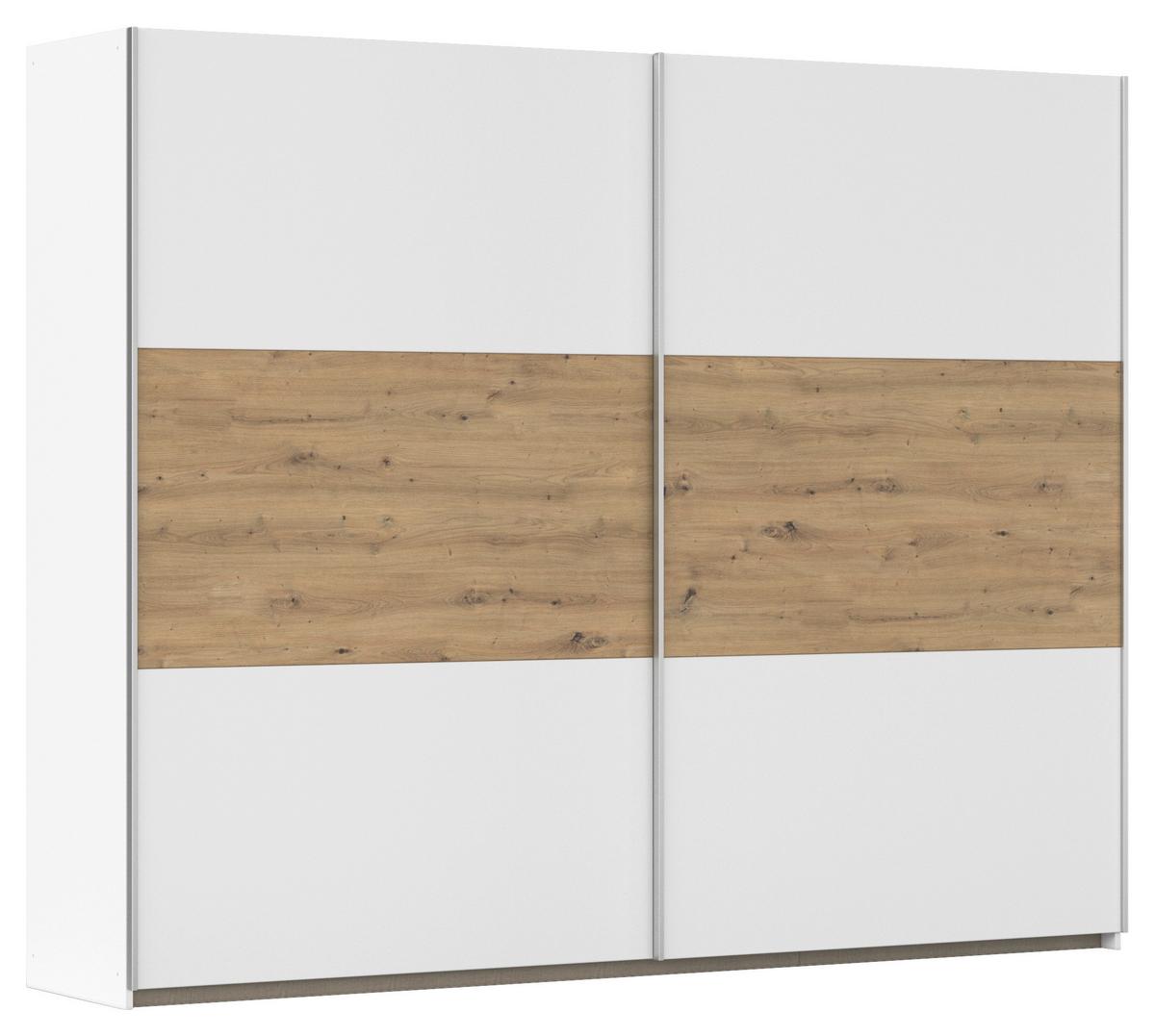Omara Z Drsnimi Vrati Foster, Bela, Hrast, 261 Cm - bela/barve aluminija, Konvencionalno, kovina/leseni material (261/210/59cm)