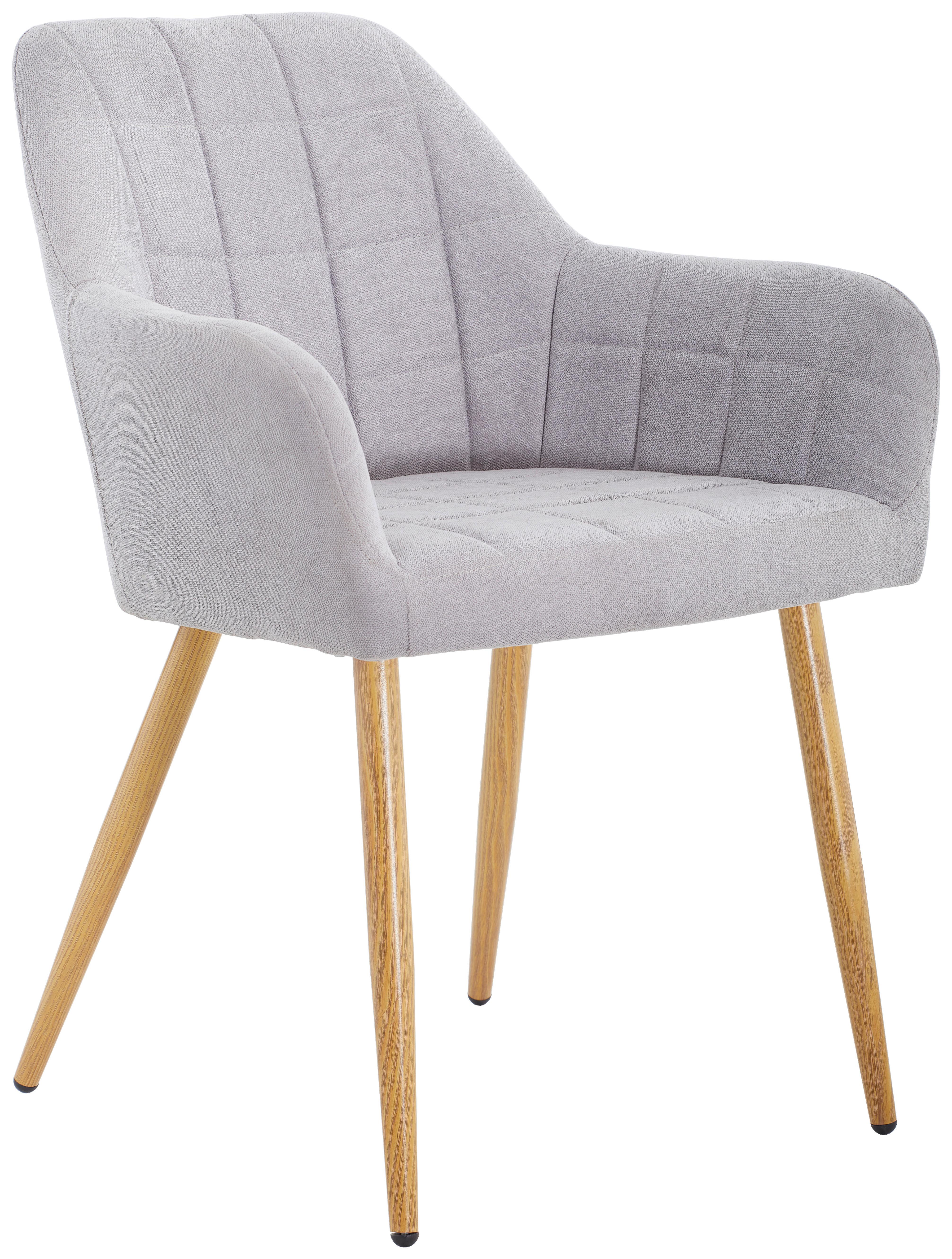 KRZESŁO Z PODŁOKIETNIKAMI DROPS - kolor dębowy/szary, Modern, metal/tkanina (57/82/60cm) - MID.YOU