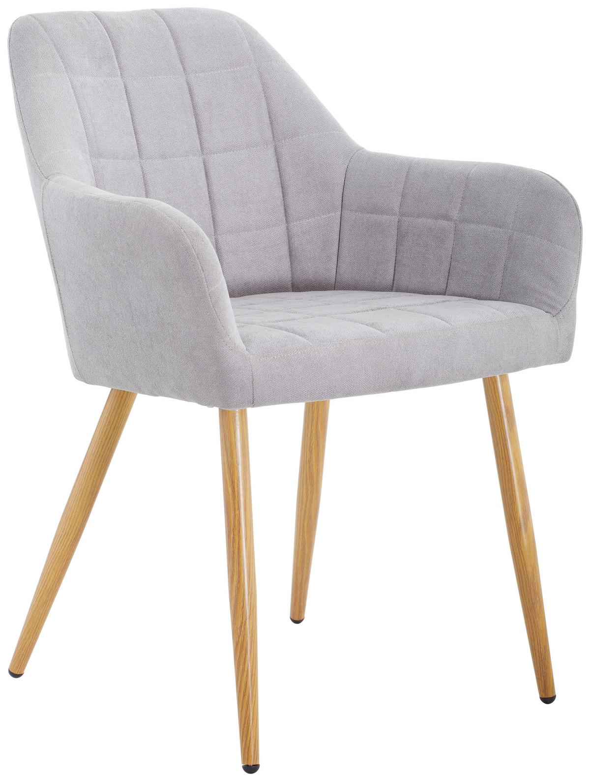 KRZESŁO Z PODŁOKIETNIKAMI DROPS - kolor dębowy/szary, Modern, metal/tkanina (57/82/60cm) - MID.YOU