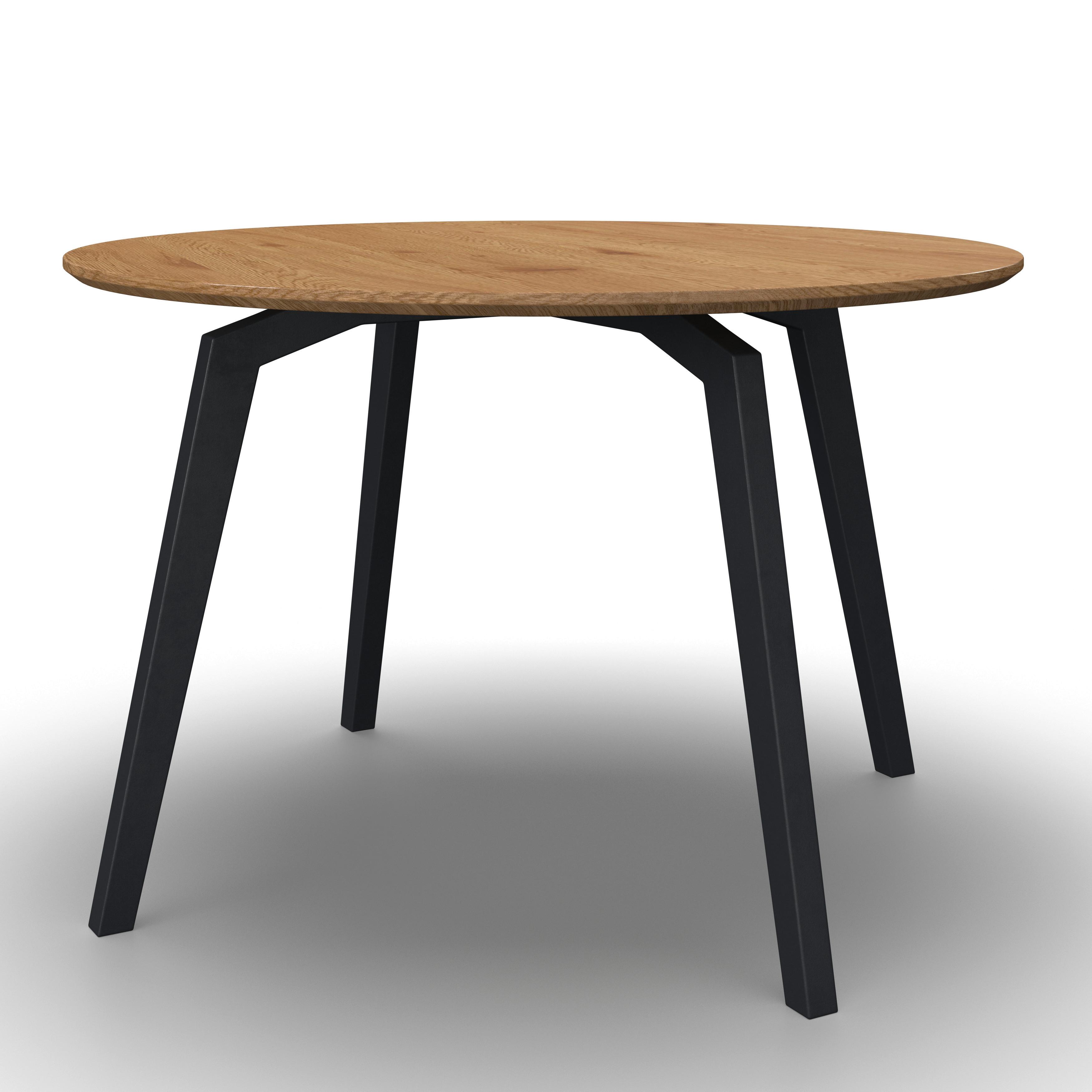 MATBORD ELIAN - svart/ekfärgad, Modern, metall/trämaterial (120/120/76cm) - Bessagi Home