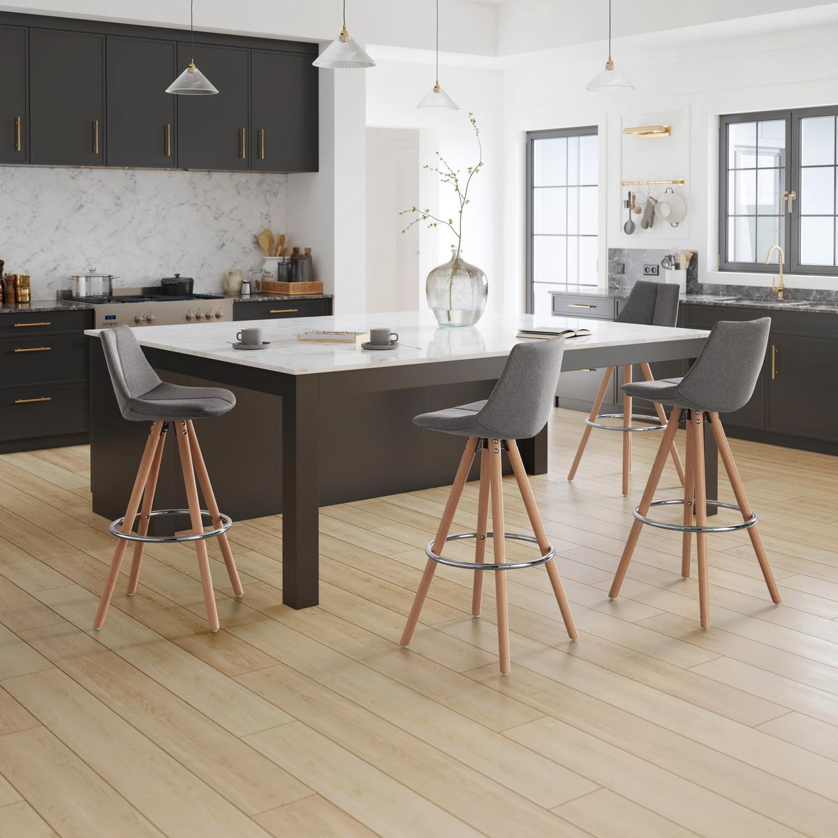 Barhocker Nelo Dunkelgrau Webstoff Gepolstert - Chromfarben/Dunkelgrau, MODERN, Holz/Textil (42/100/33cm) - Bessagi Home