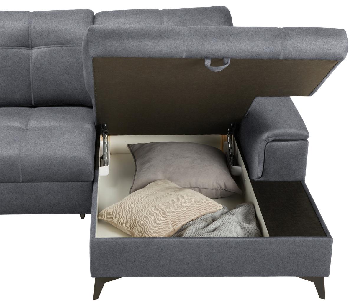 Wohnlandschaft Sierra Grau - Schwarz/Grau, Modern, Textil/Metall (181/364/230cm) - Mömax